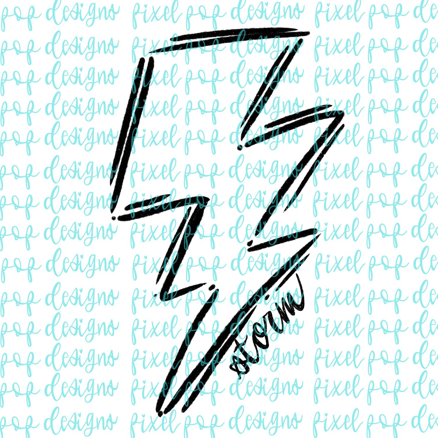 Storm (Lightning Bolt) Doodle Mascot Hand Lettered Style PNG
