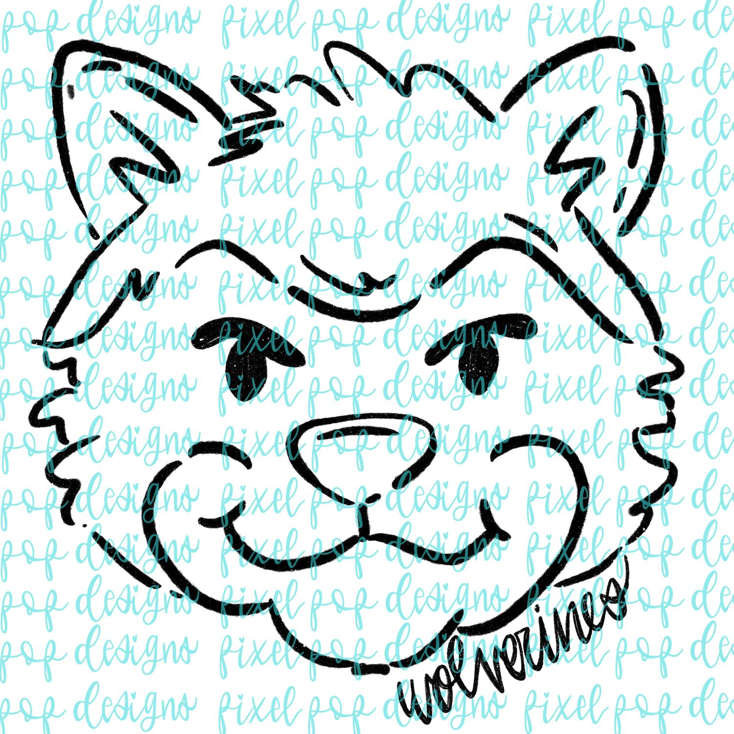 Wolverines Doodle Mascot Hand Lettered Style PNG