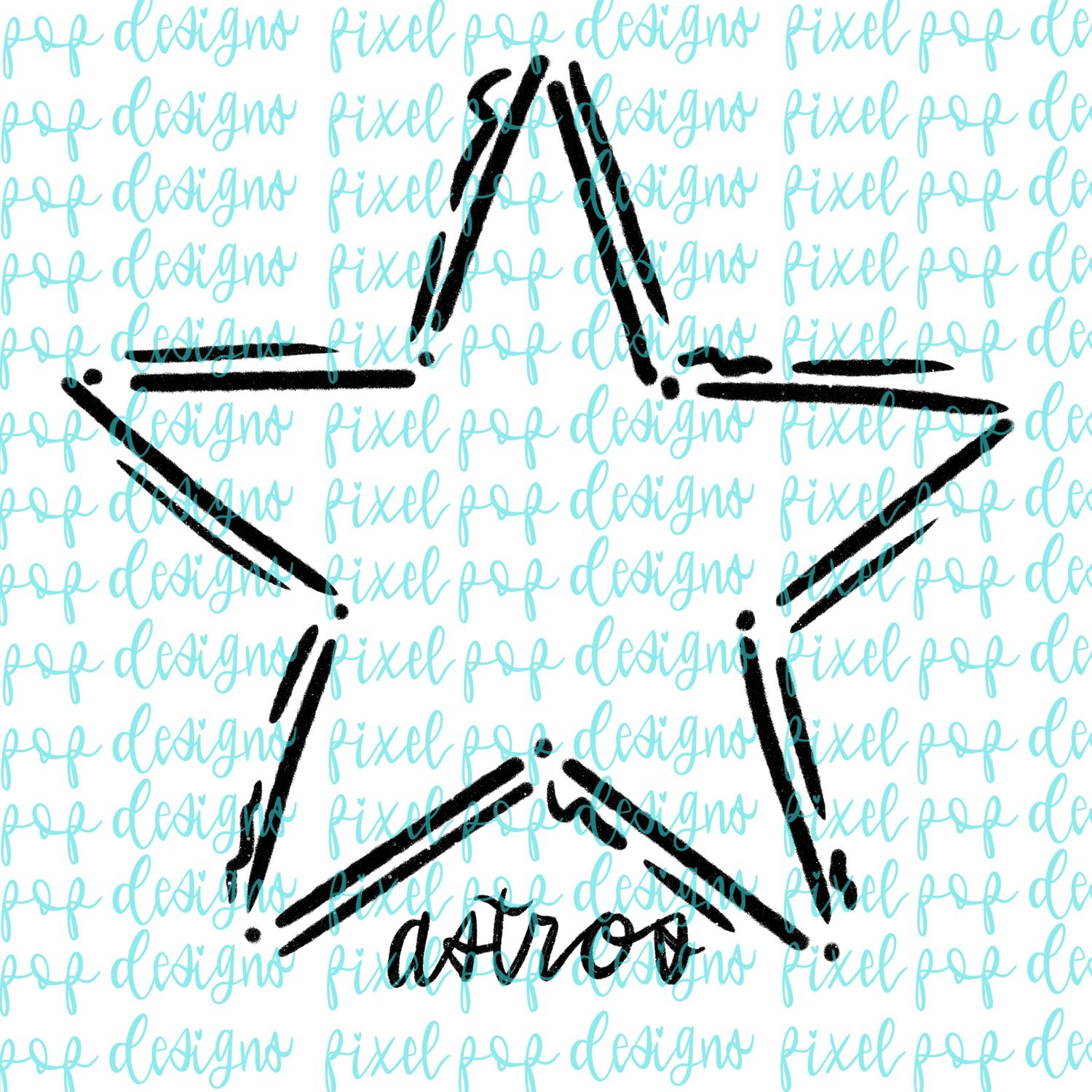 Astros (Star) Doodle Mascot Hand Lettered Style PNG
