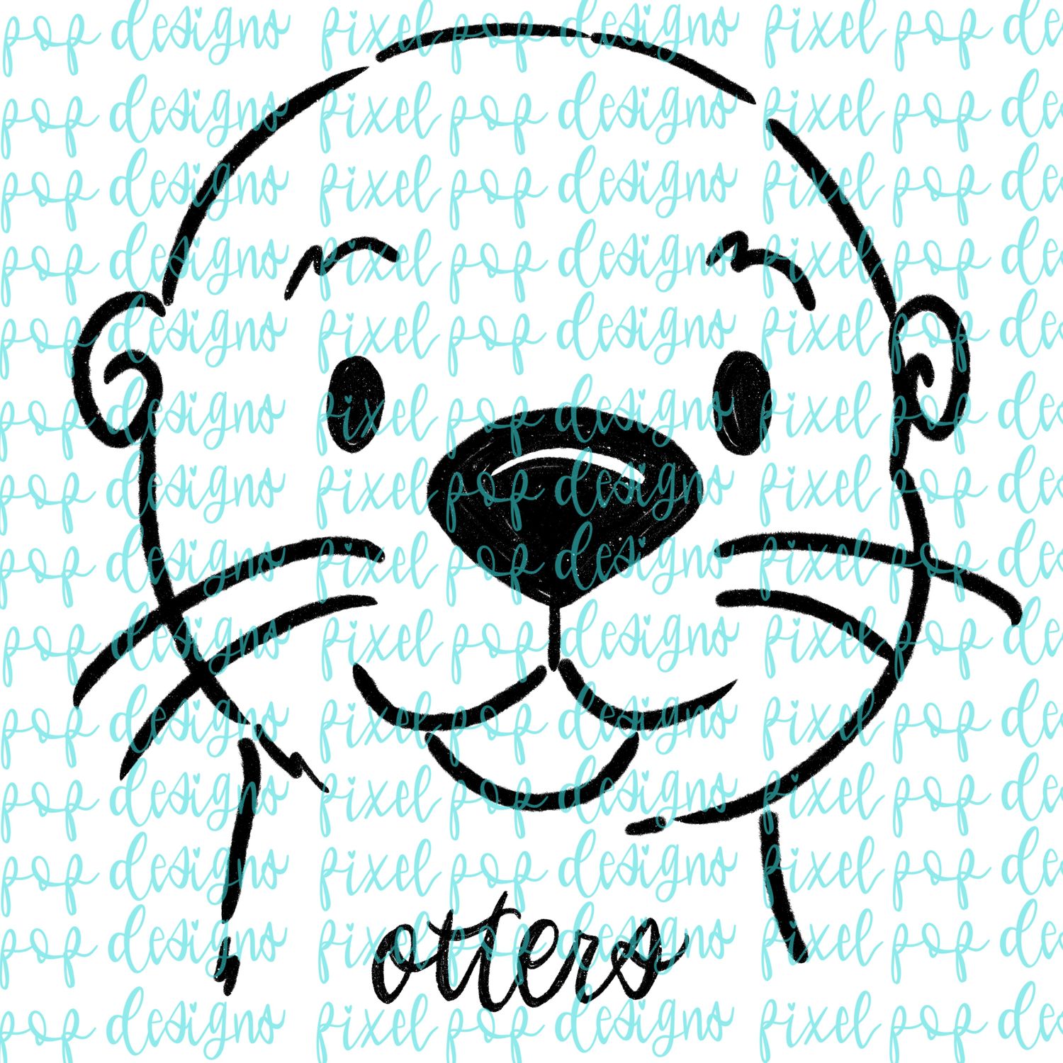 Otters Doodle Mascot Hand Drawn Style PNG
