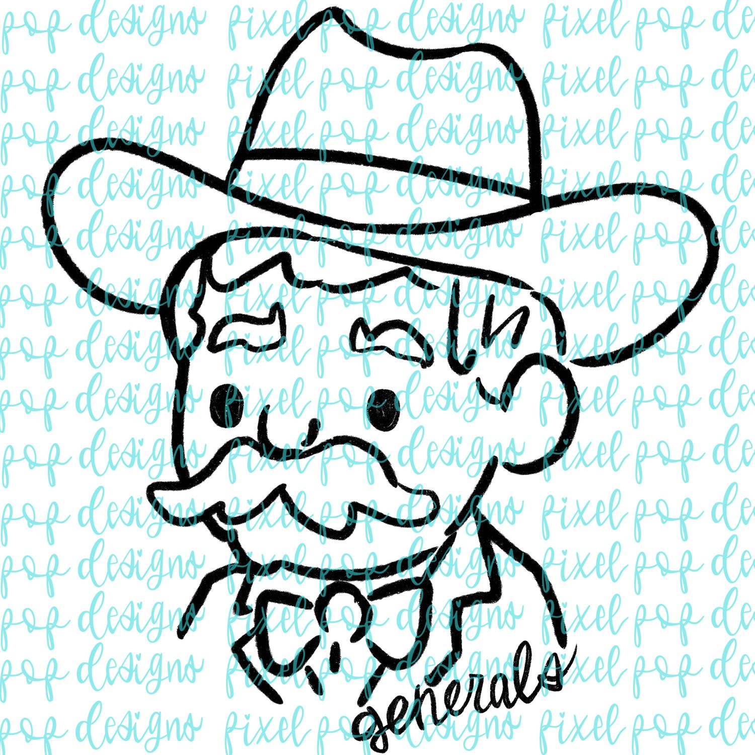 Generals Doodle Mascot Hand Drawn Style PNG