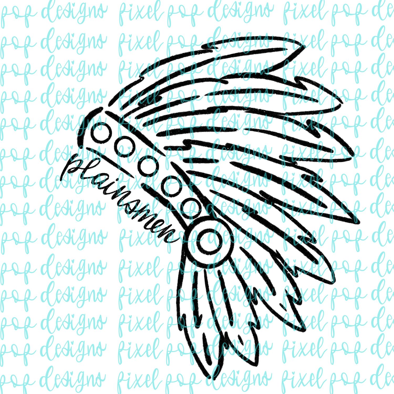 Plainsmen (Headdress) Doodle Mascot Hand Drawn Style PNG
