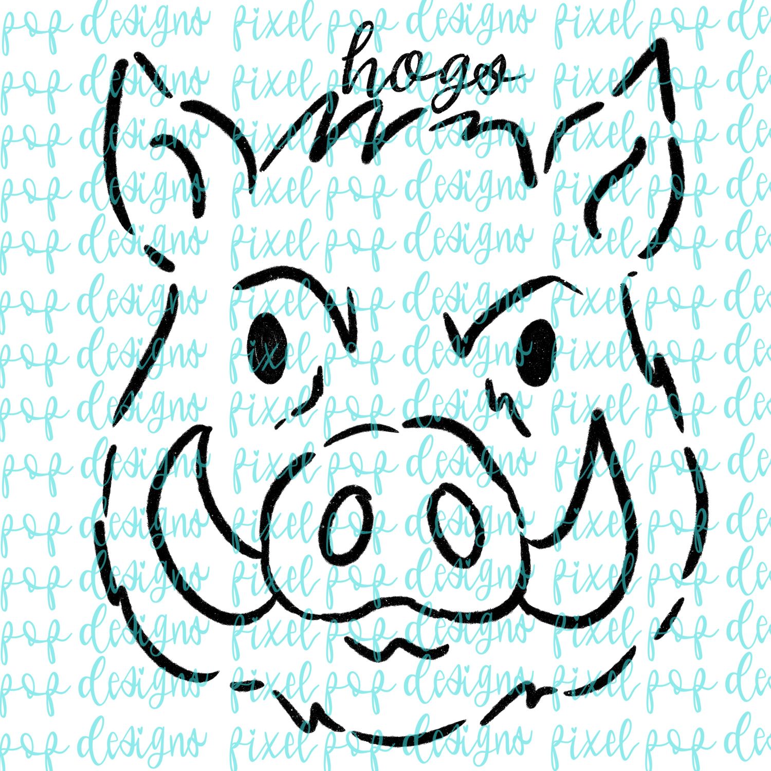 Hogs Doodle Mascot Hand Drawn Style PNG