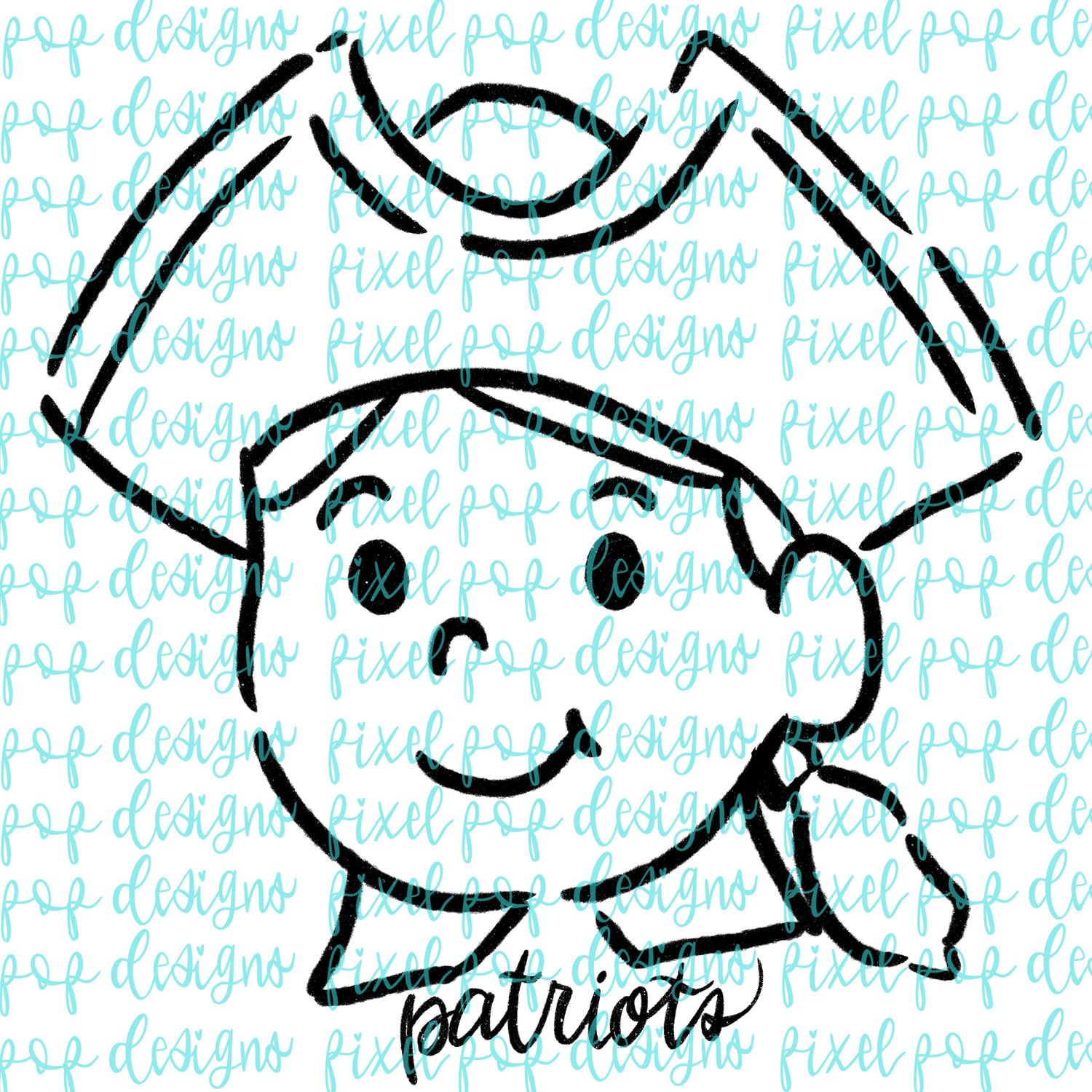 Patriots Doodle Mascot Hand Drawn Style PNG