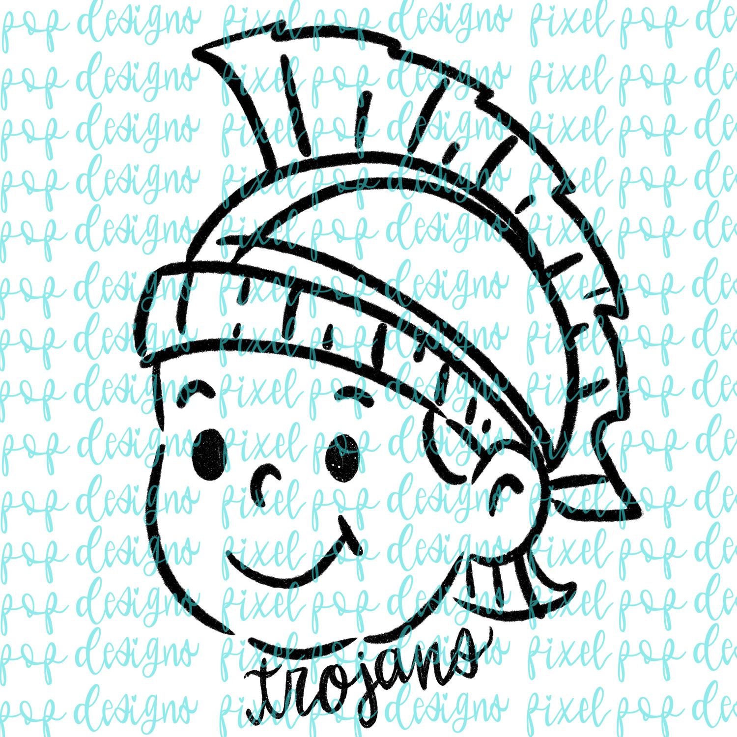 Trojans Doodle Mascot Hand Drawn Style PNG
