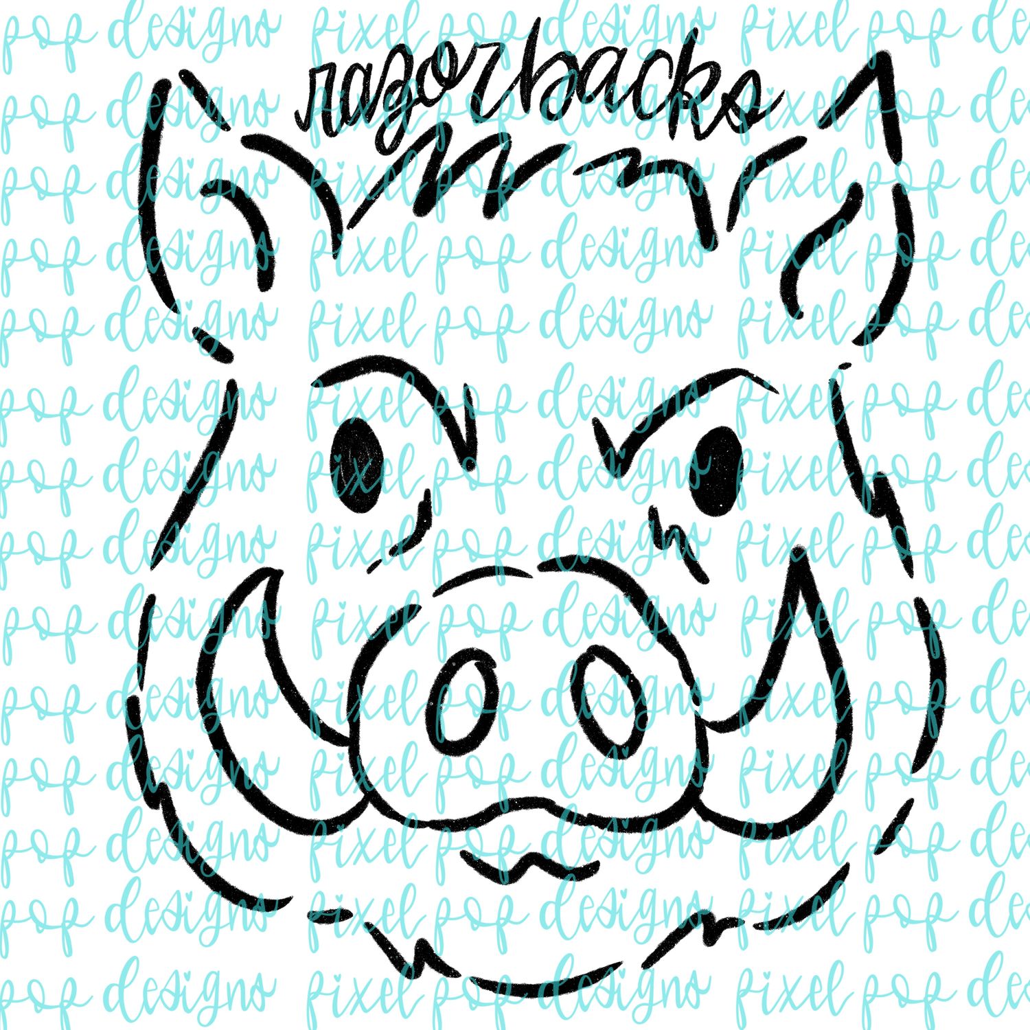 Razorbacks Doodle Mascot Hand Drawn Style PNG