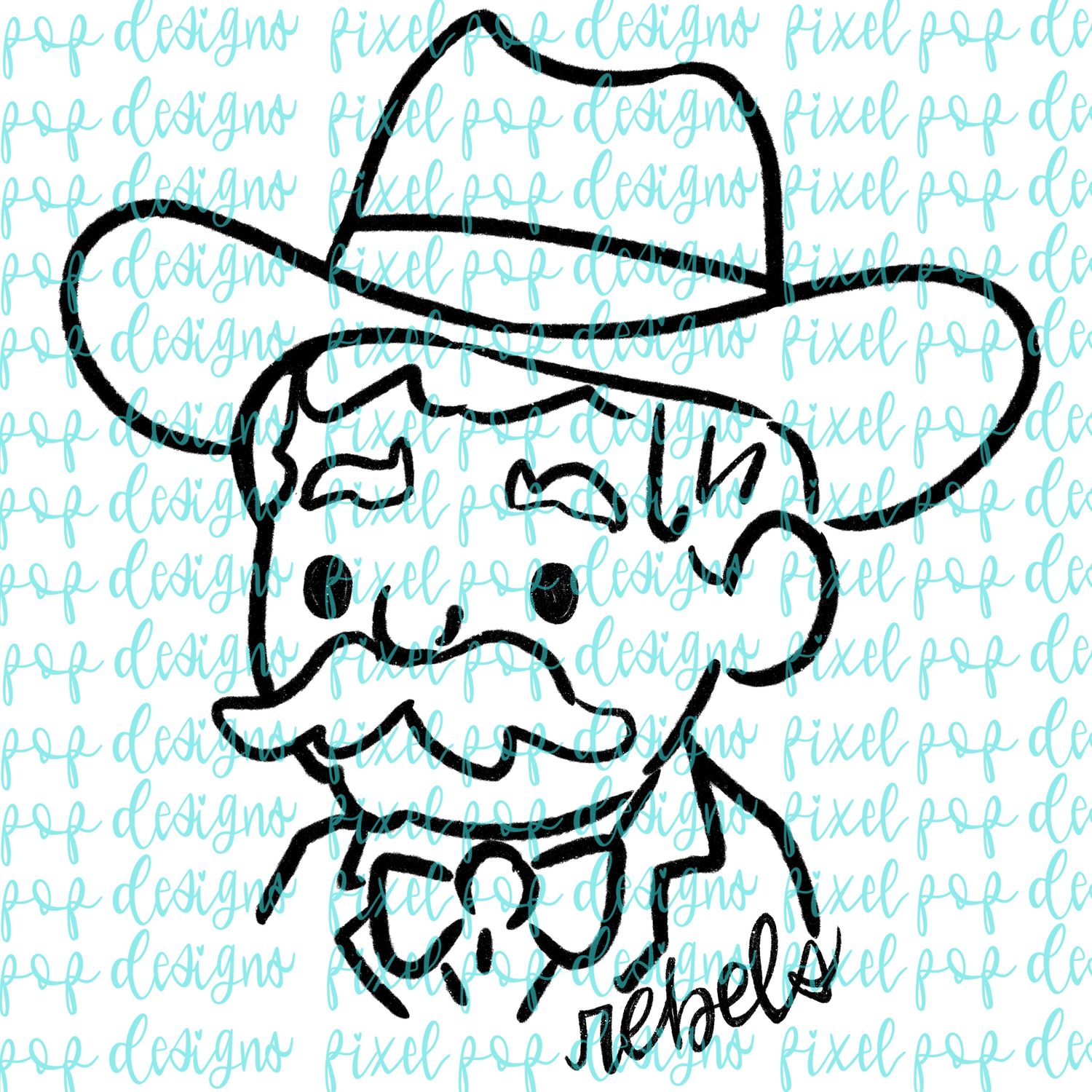 Rebels Doodle Mascot Hand Drawn Style PNG