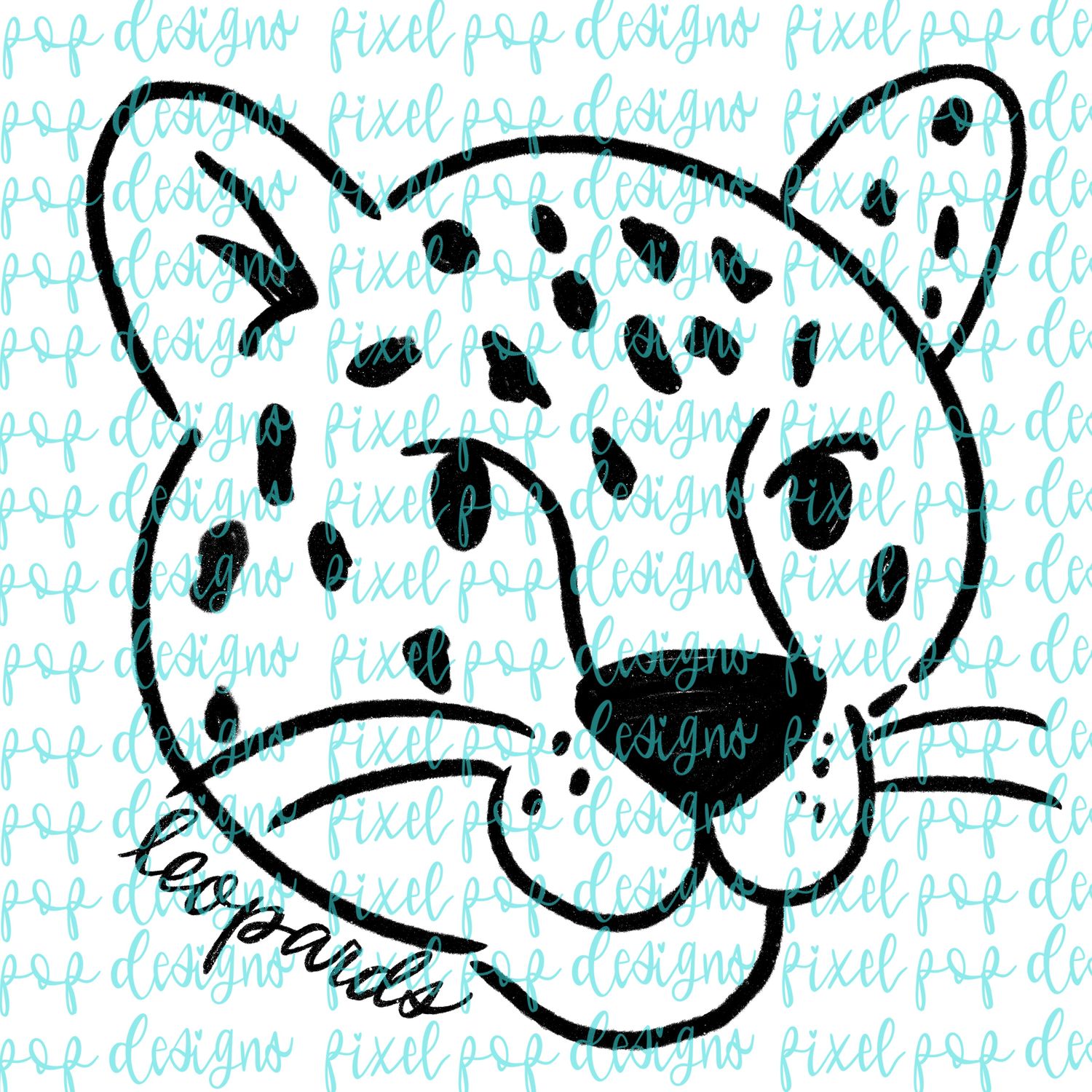 Leopards Doodle Mascot Hand Drawn Style PNG
