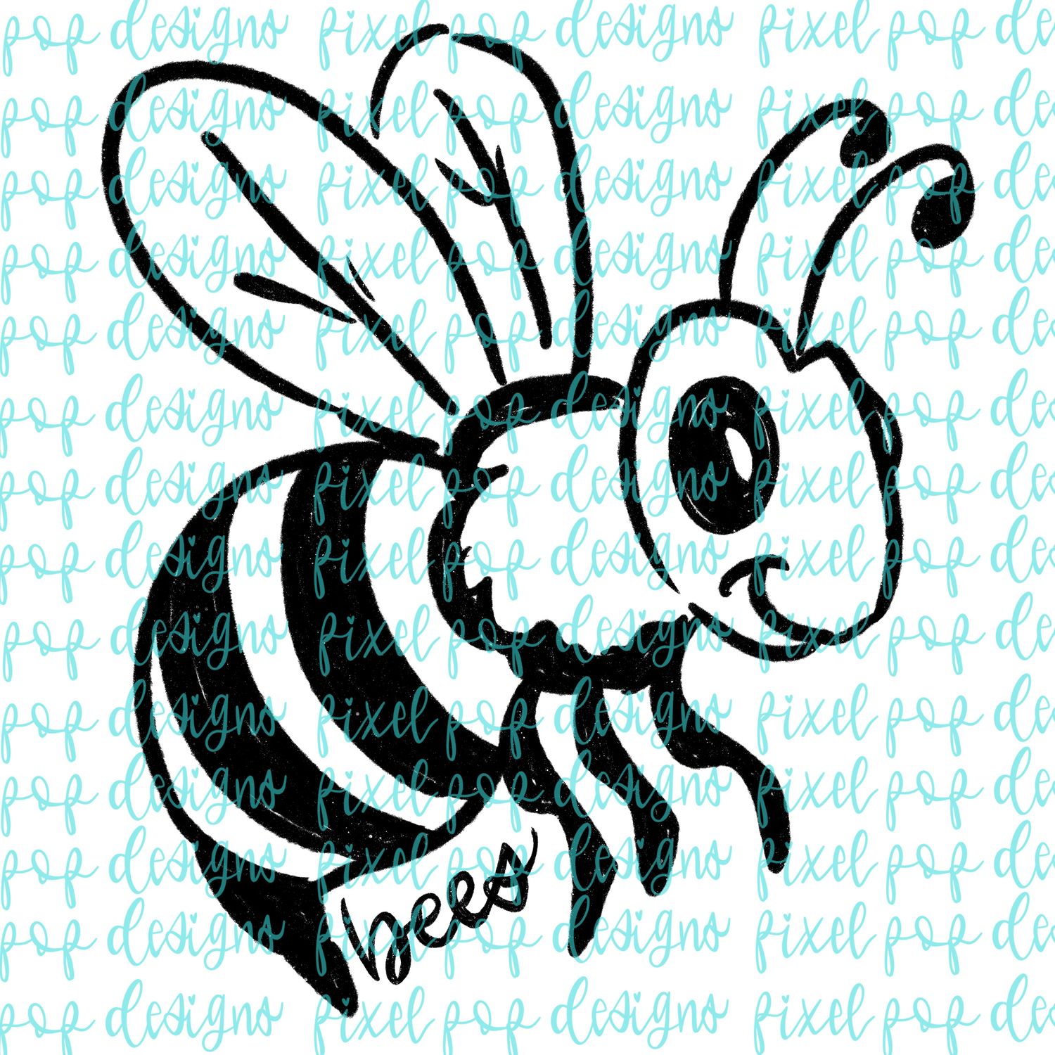 Bees Doodle Mascot Hand Drawn Style PNG