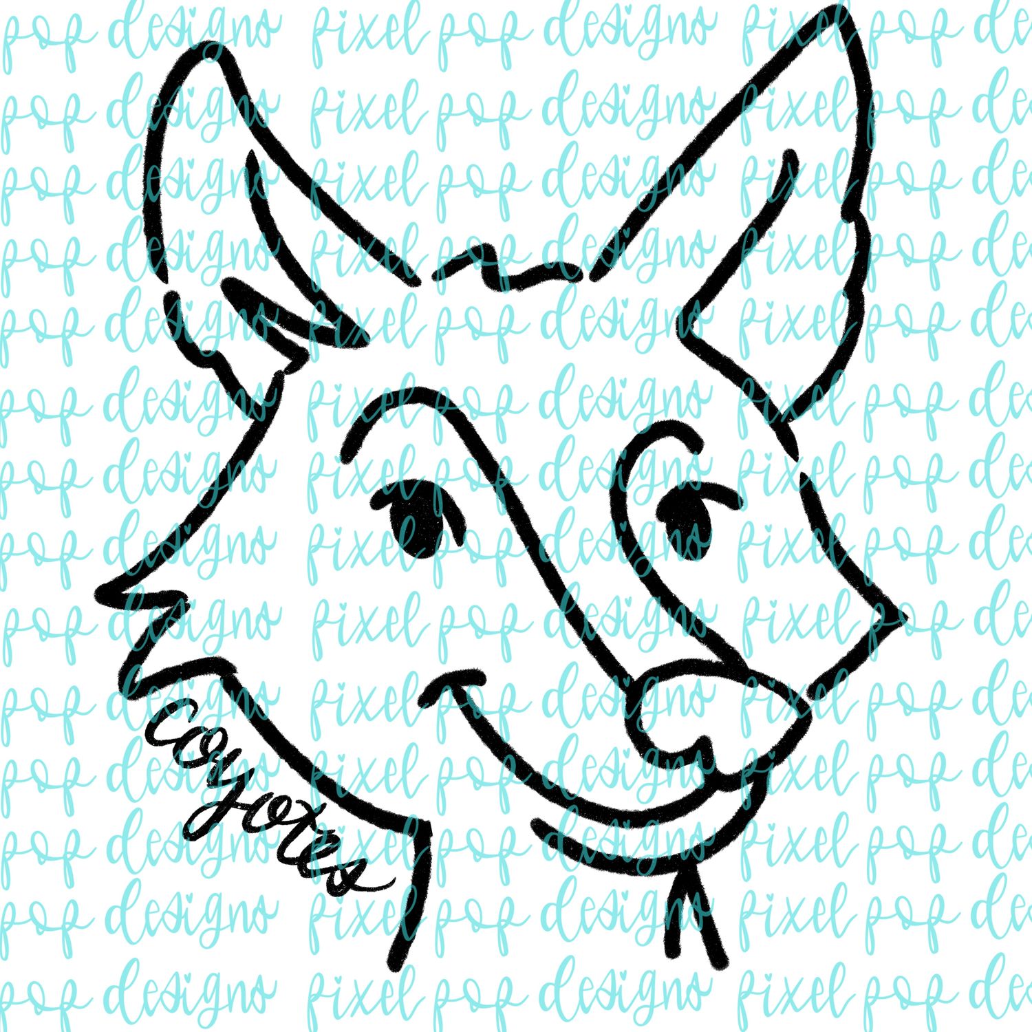 Coyotes Doodle Mascot Hand Drawn Style PNG