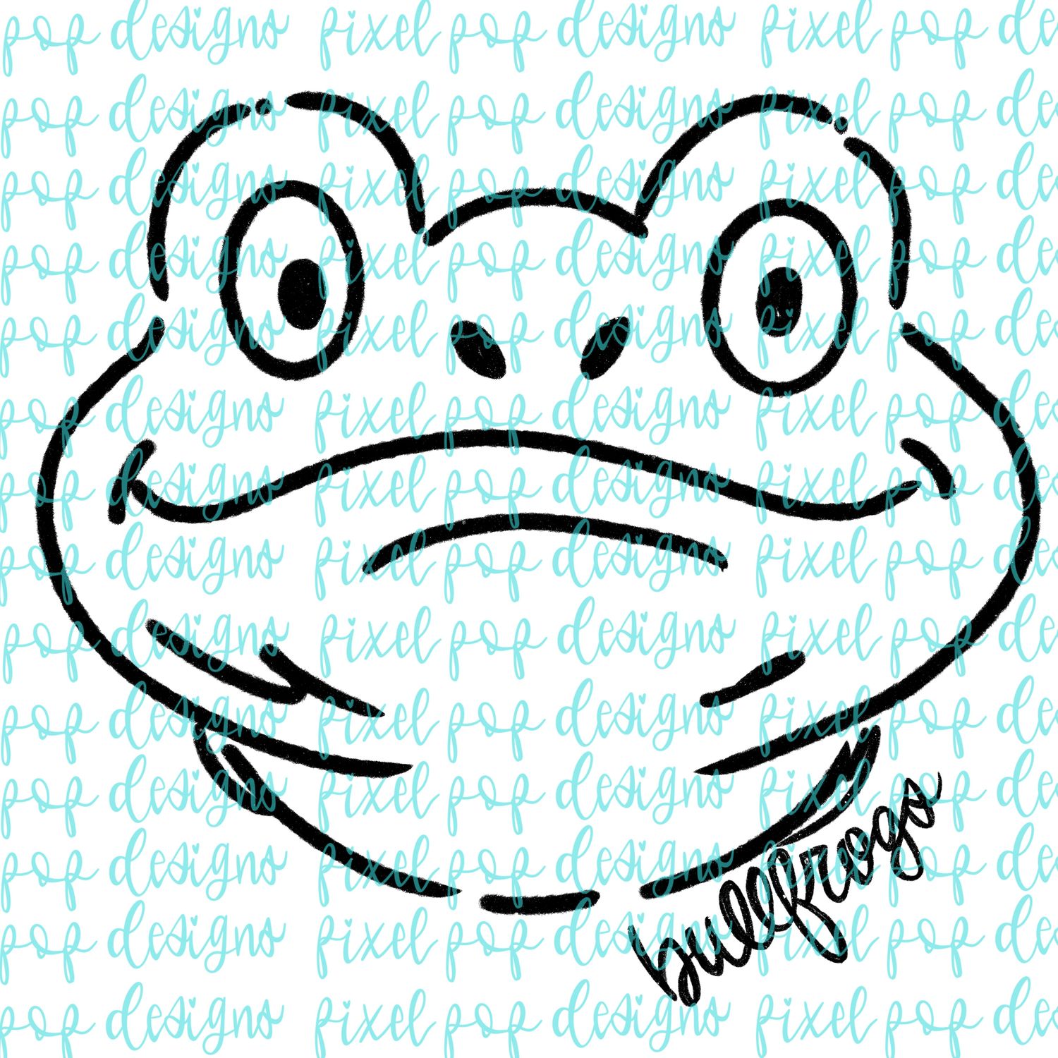 Bullfrogs Doodle Mascot Hand Drawn Style PNG