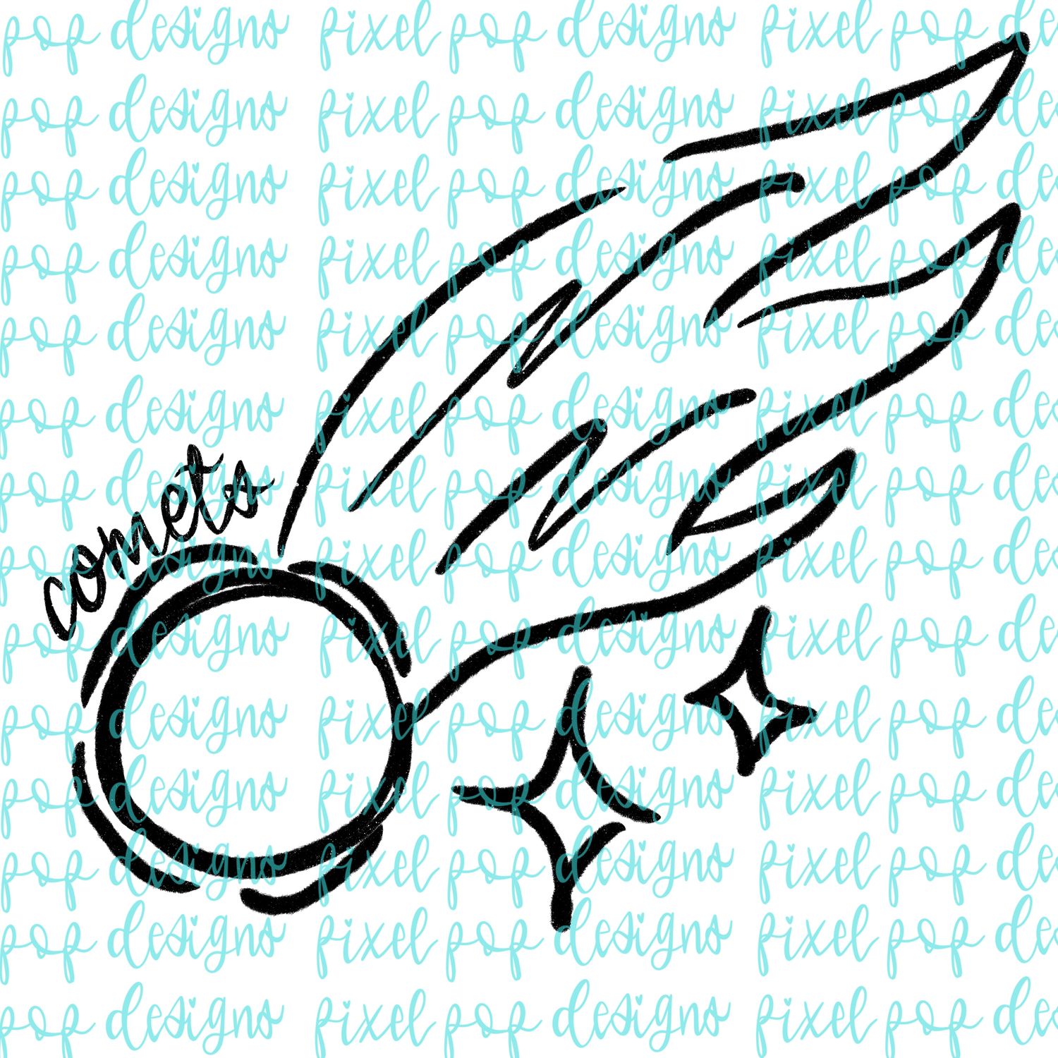 Comets Doodle Mascot Hand Drawn Style PNG