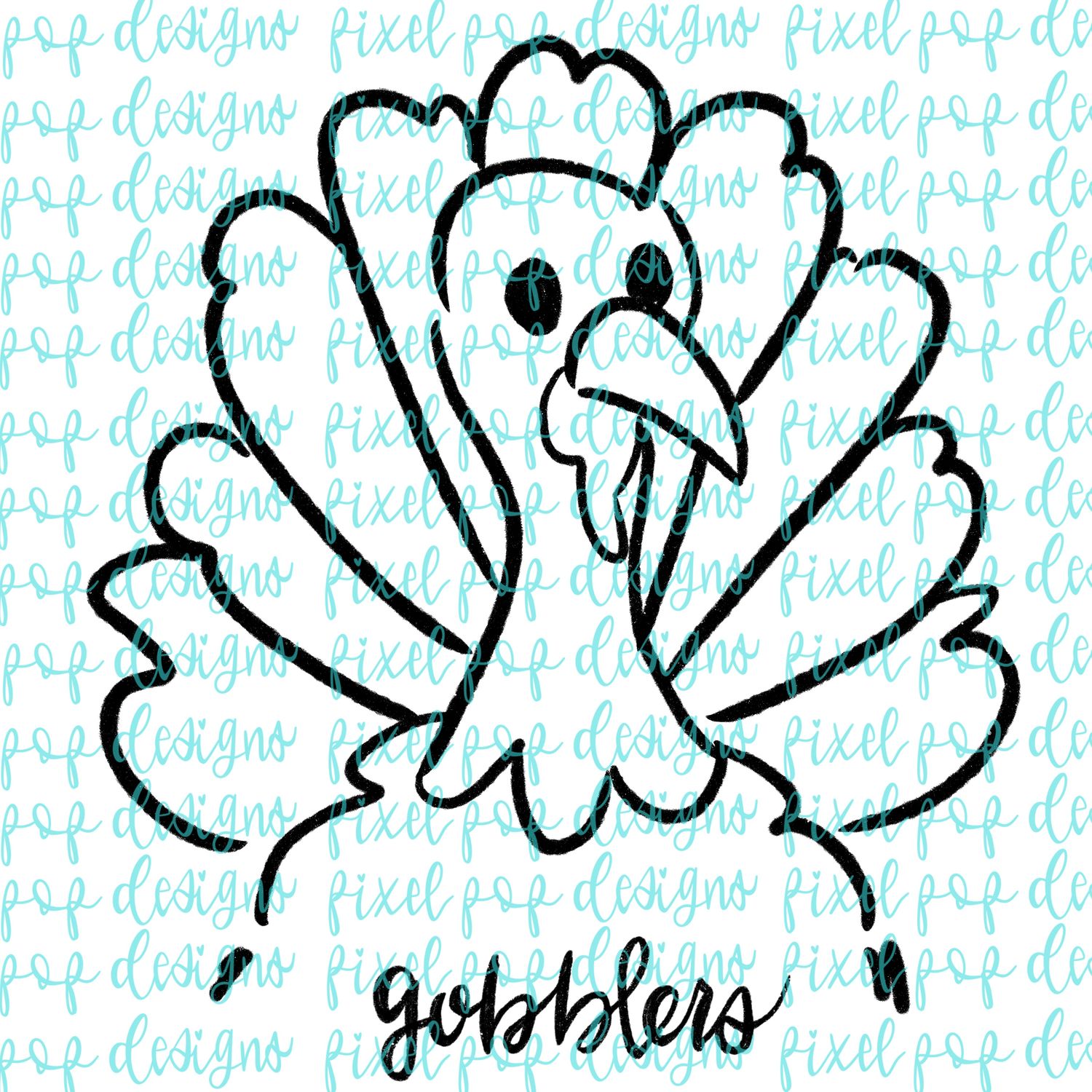 Gobblers Turkey Doodle Mascot Hand Drawn Style PNG