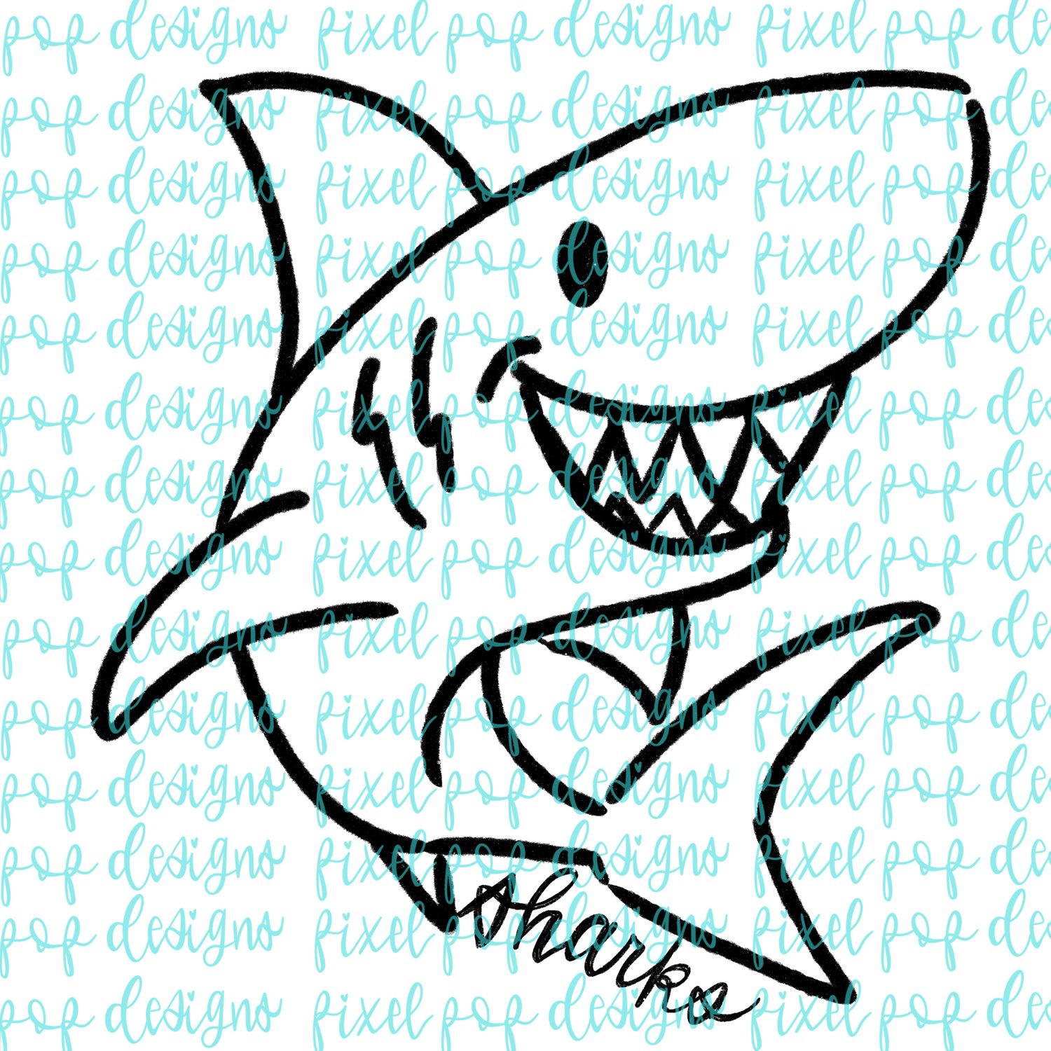 Sharks Doodle Mascot Hand Drawn Style PNG
