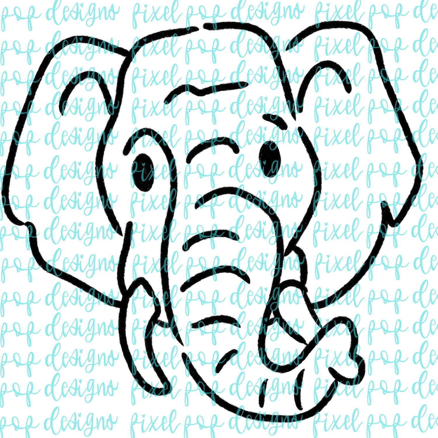 Elephant (Blank) Doodle Mascot Hand Drawn Style PNG