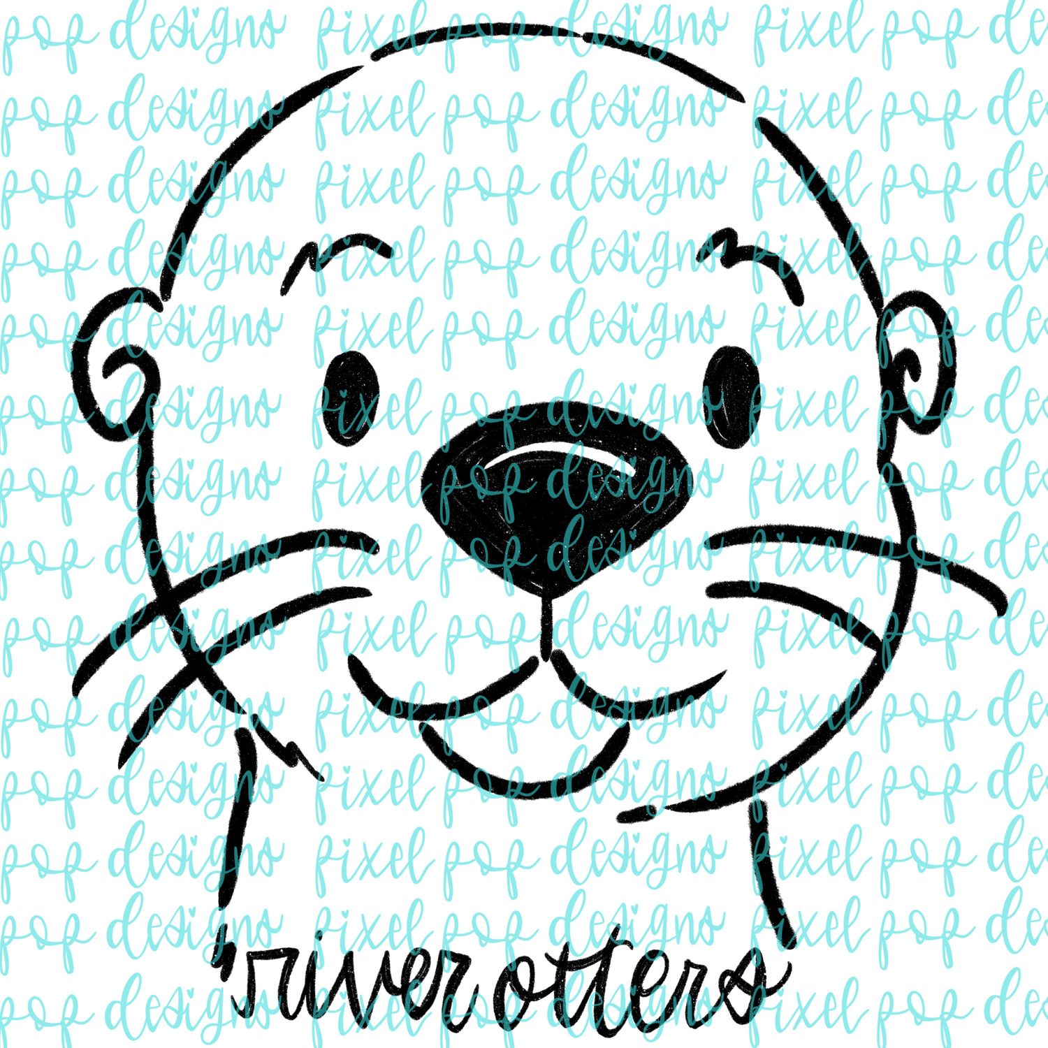 River Otters Doodle Mascot Hand Drawn Style PNG