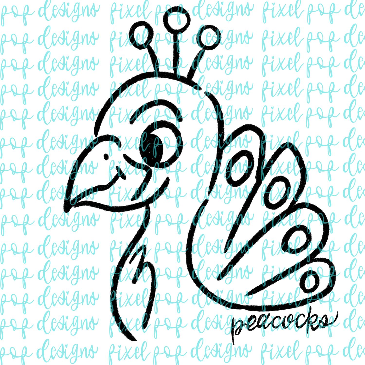 Peacocks Doodle Mascot Hand Drawn Style PNG