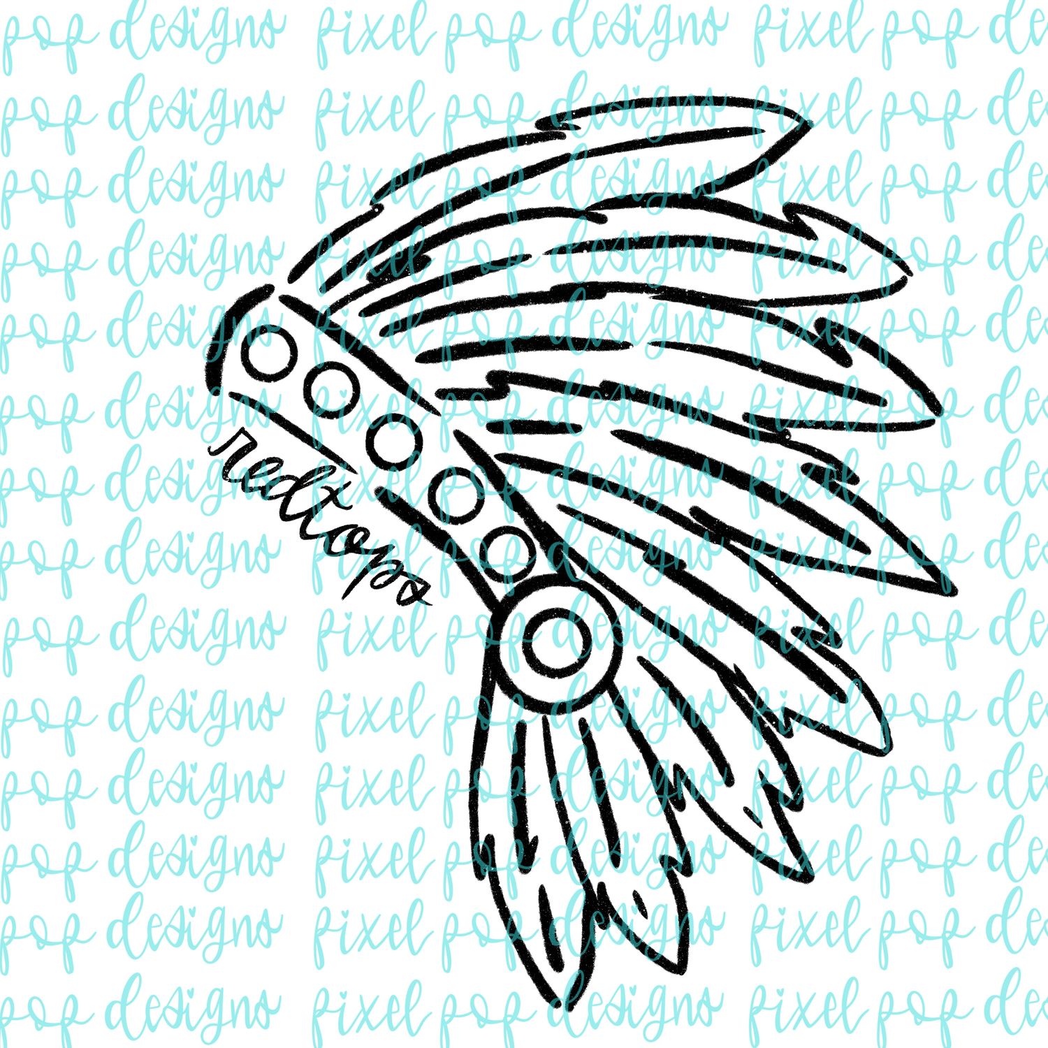 Redtops Headdress Doodle Mascot Hand Drawn Style PNG
