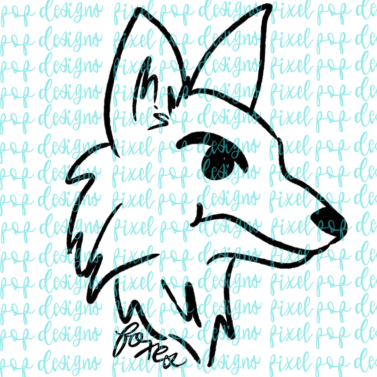 Foxes Doodle Mascot Hand Lettered Style PNG