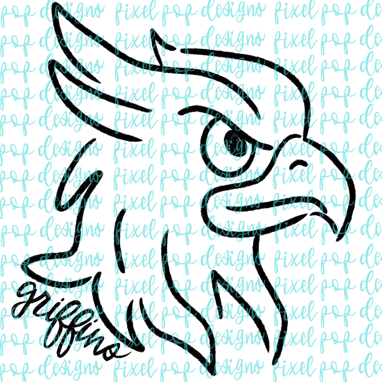 Griffins Doodle Mascot Hand Lettered Style PNG