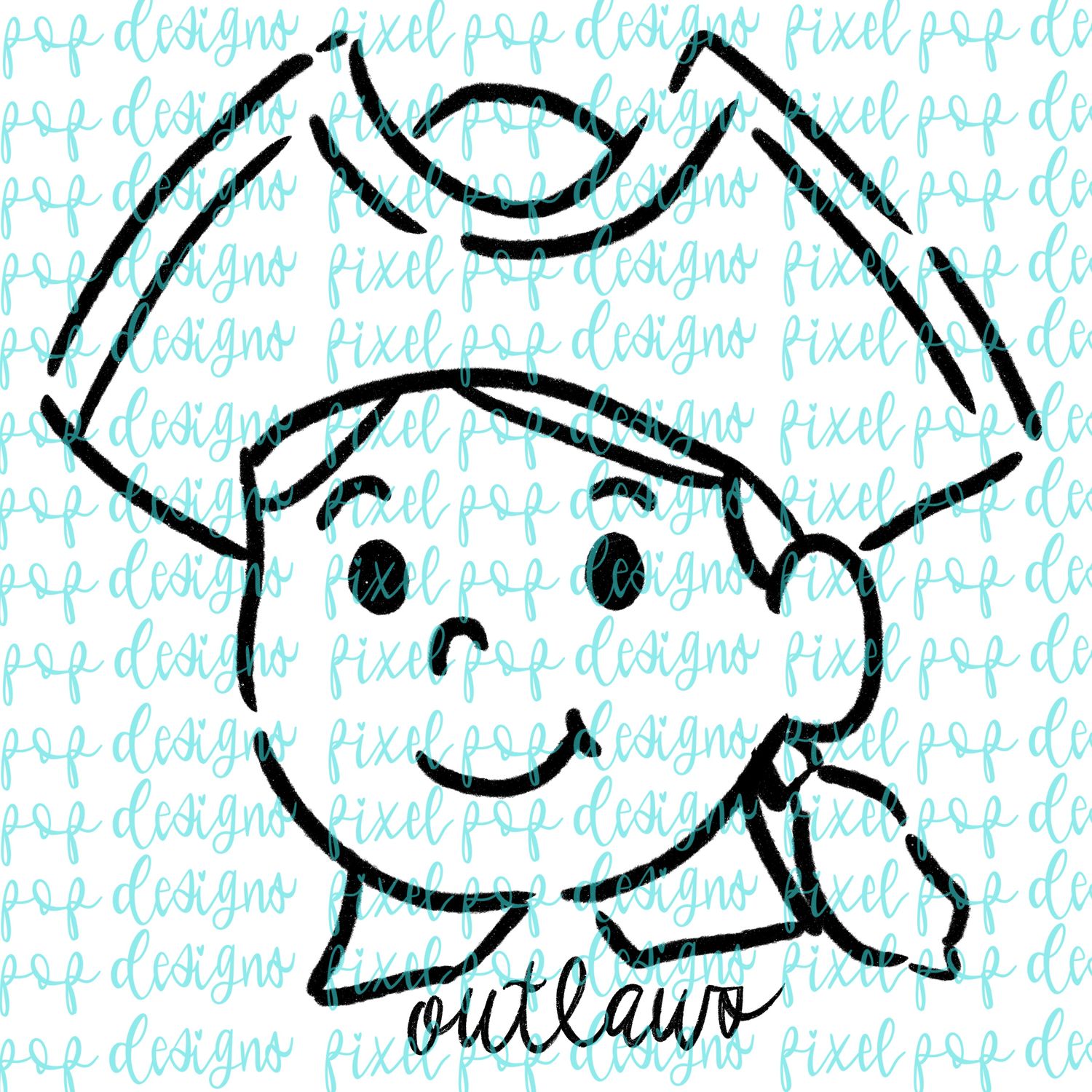 Outlaws Doodle Mascot Hand Lettered Style PNG