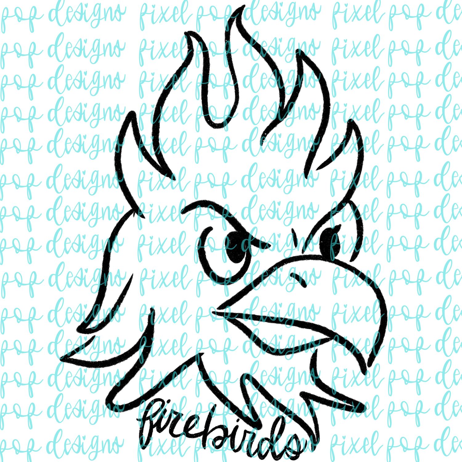 Firebirds Doodle Mascot Hand Drawn Style PNG