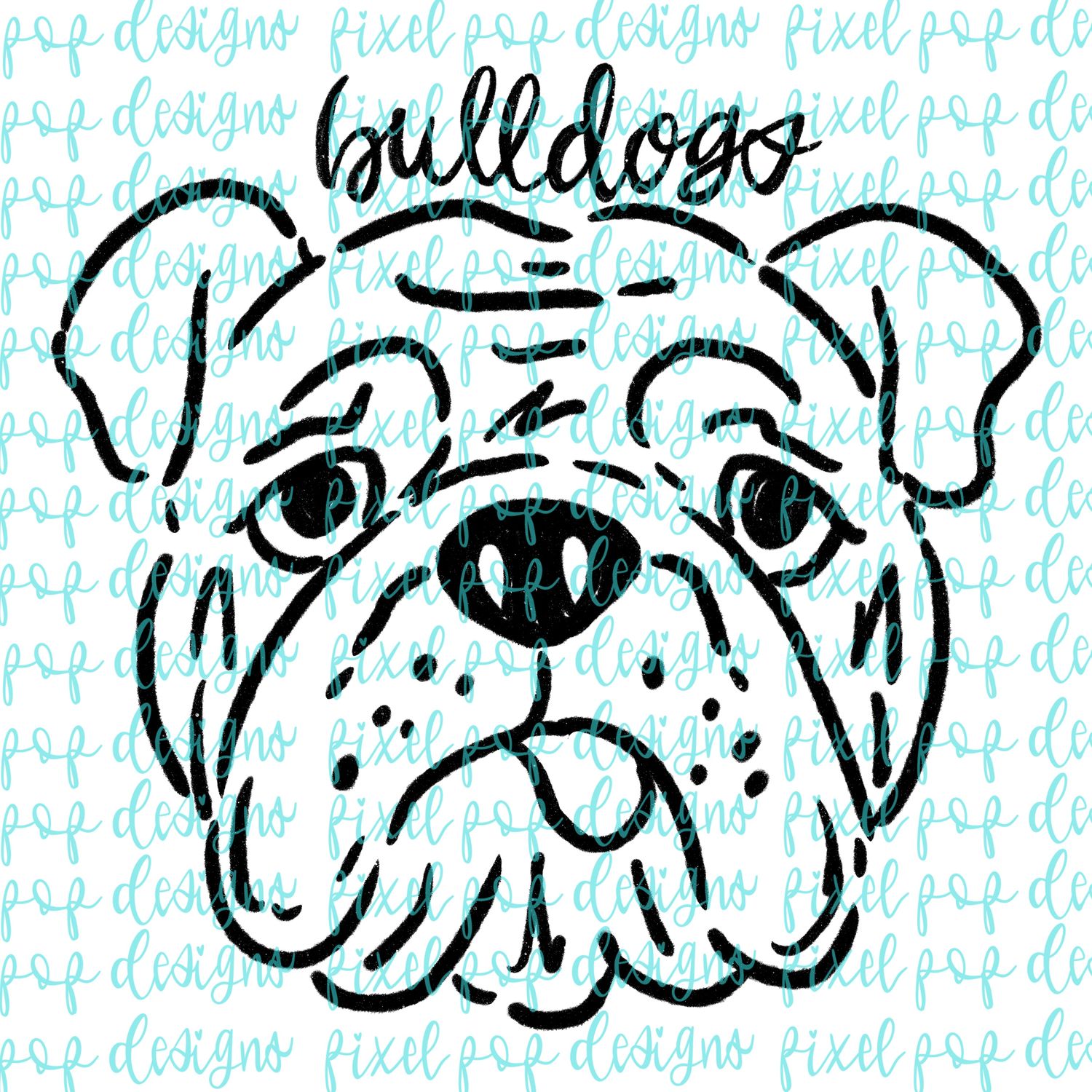 Bulldogs Doodle Mascot Hand Lettered Style PNG