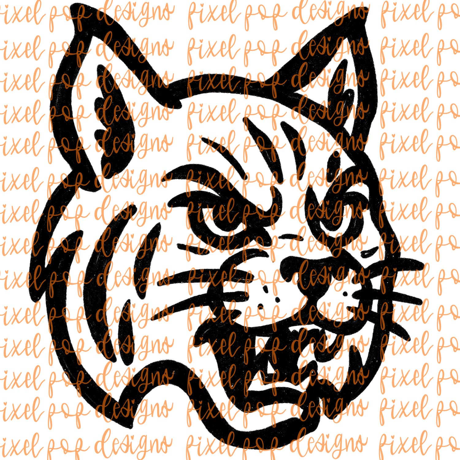 Wildcat Fierce Mascot Hand Drawn Style PNG