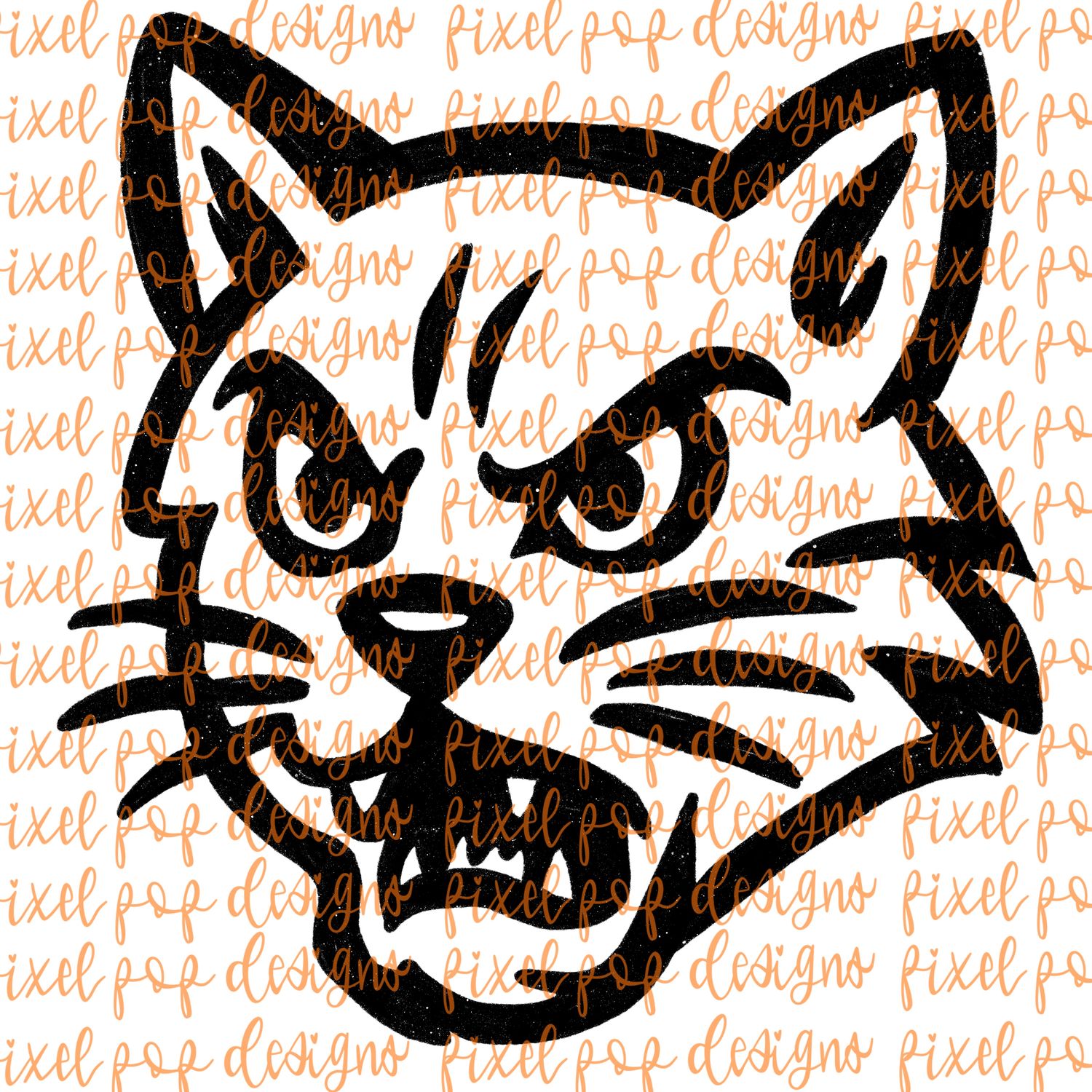 Tomcat Fierce Mascot Hand Drawn Style PNG