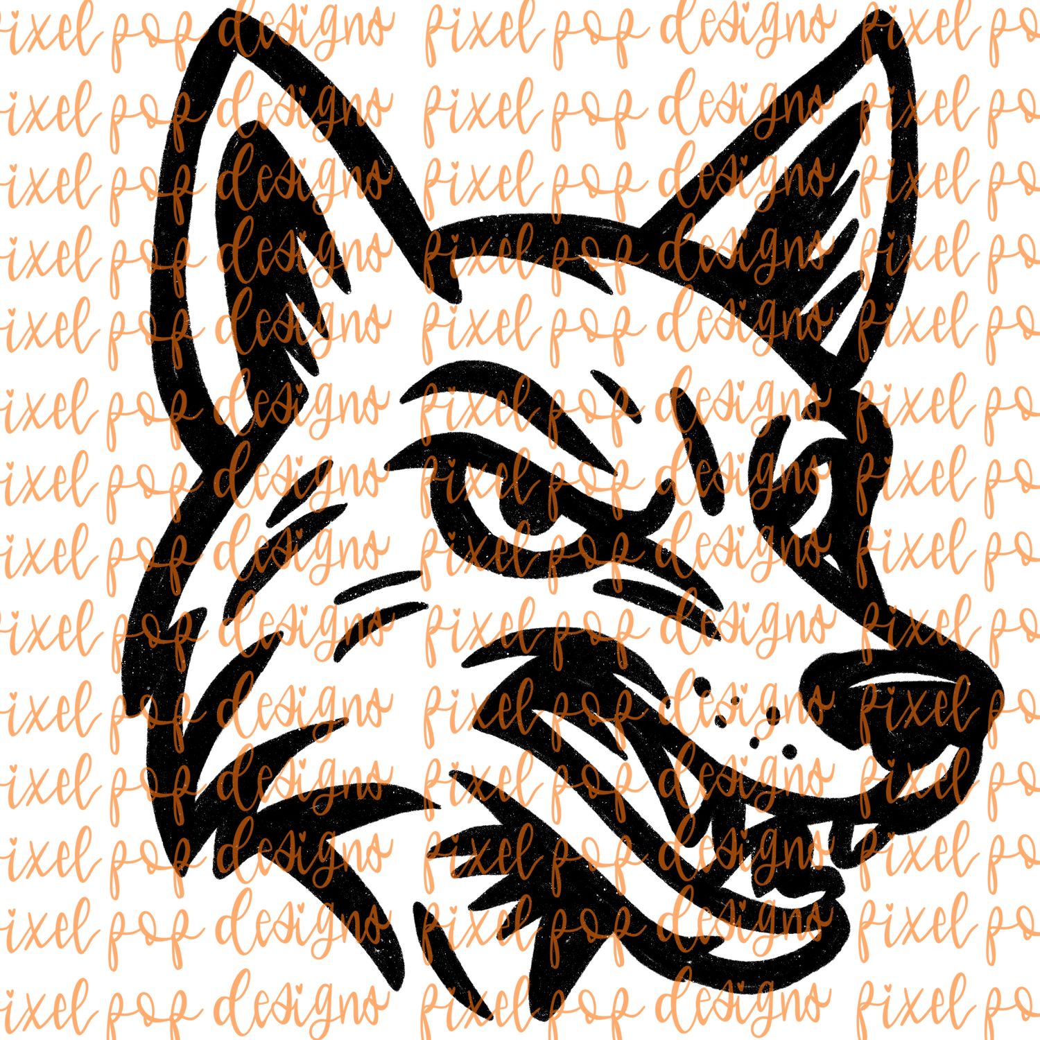 Wolf Fierce Mascot Hand Drawn Style PNG