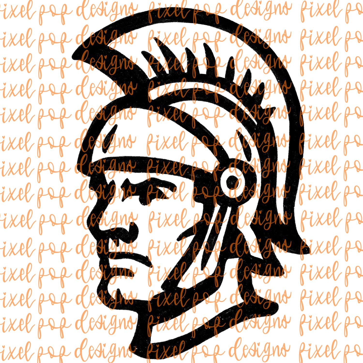 Trojan Fierce Mascot Hand Drawn Style PNG