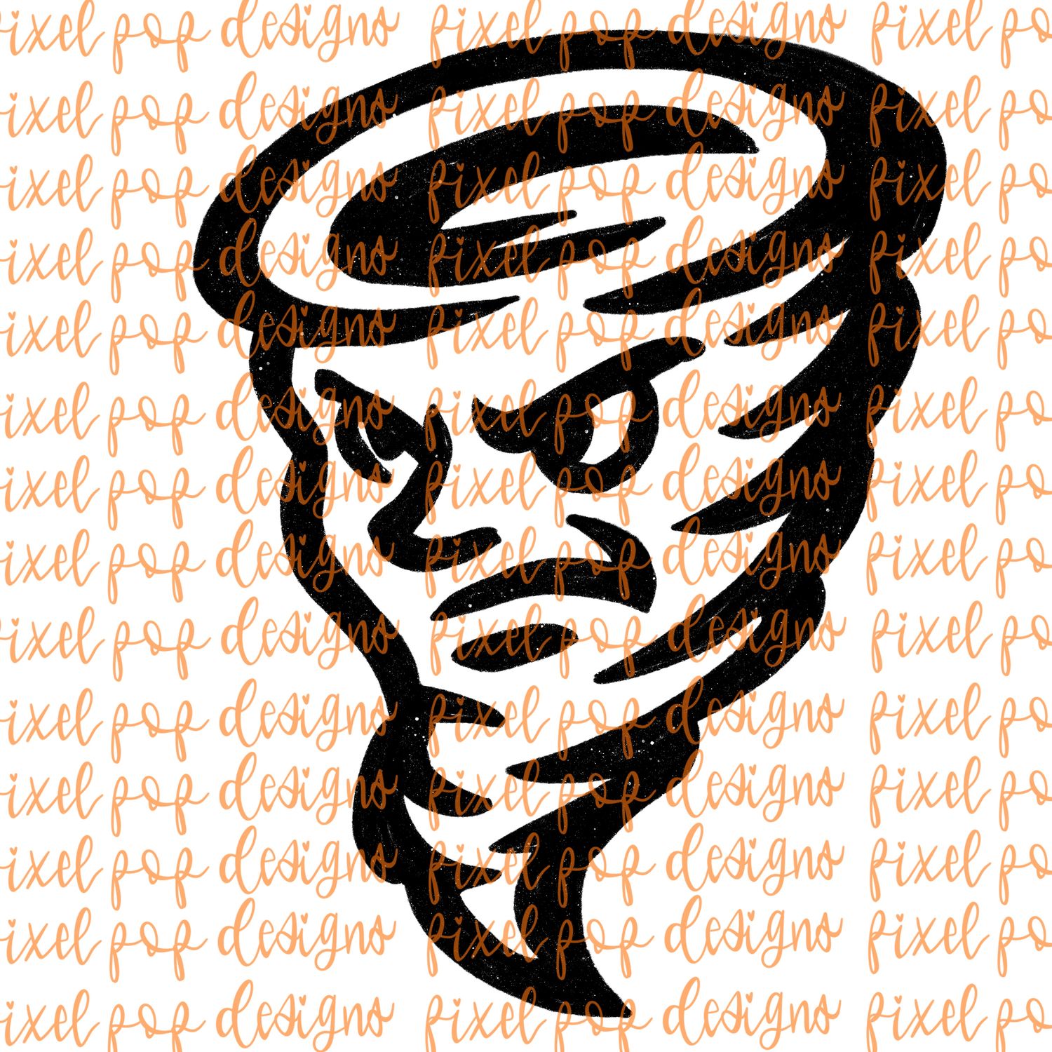 Tornado Fierce Mascot Hand Drawn Style PNG