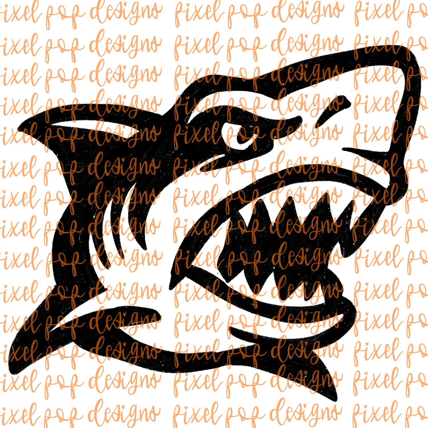 Shark Fierce Mascot Hand Drawn Style PNG