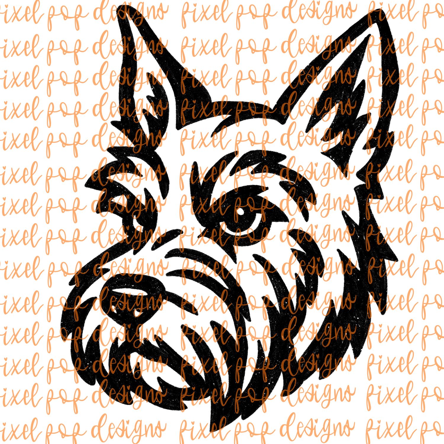 Scotty Dog Fierce Mascot Hand Drawn Style PNG
