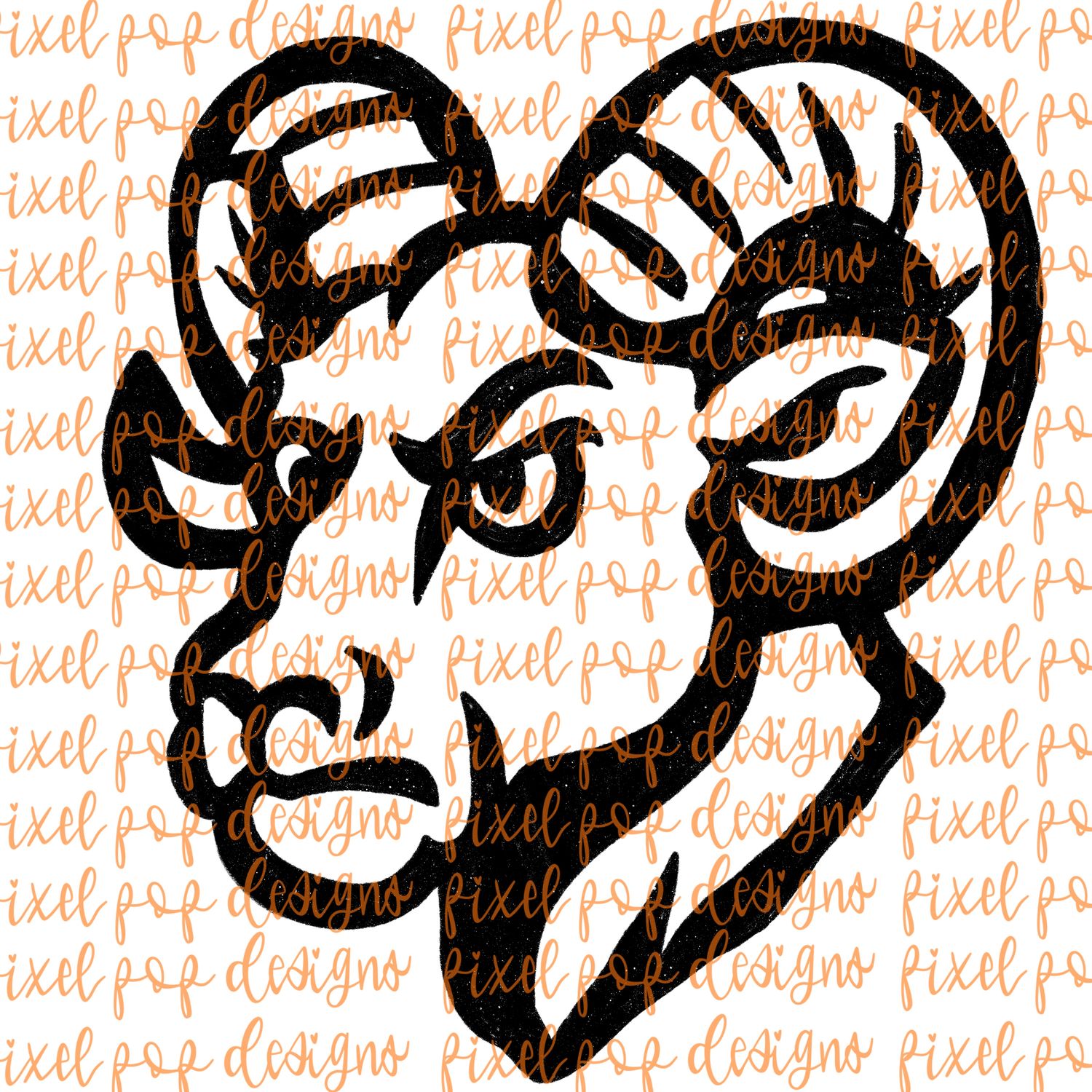 Ram Fierce Mascot Hand Drawn Style PNG
