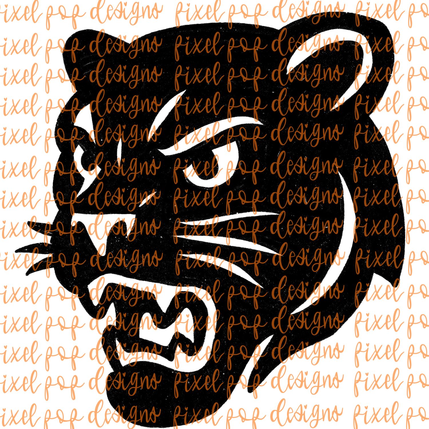 Panther Fierce Mascot Hand Drawn Style PNG