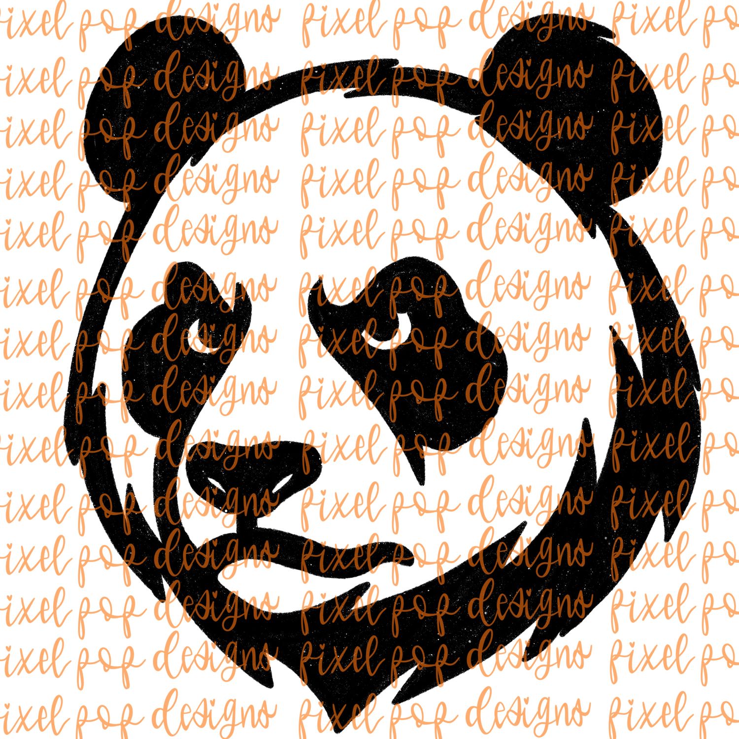 Panda Fierce Mascot Hand Drawn Style PNG