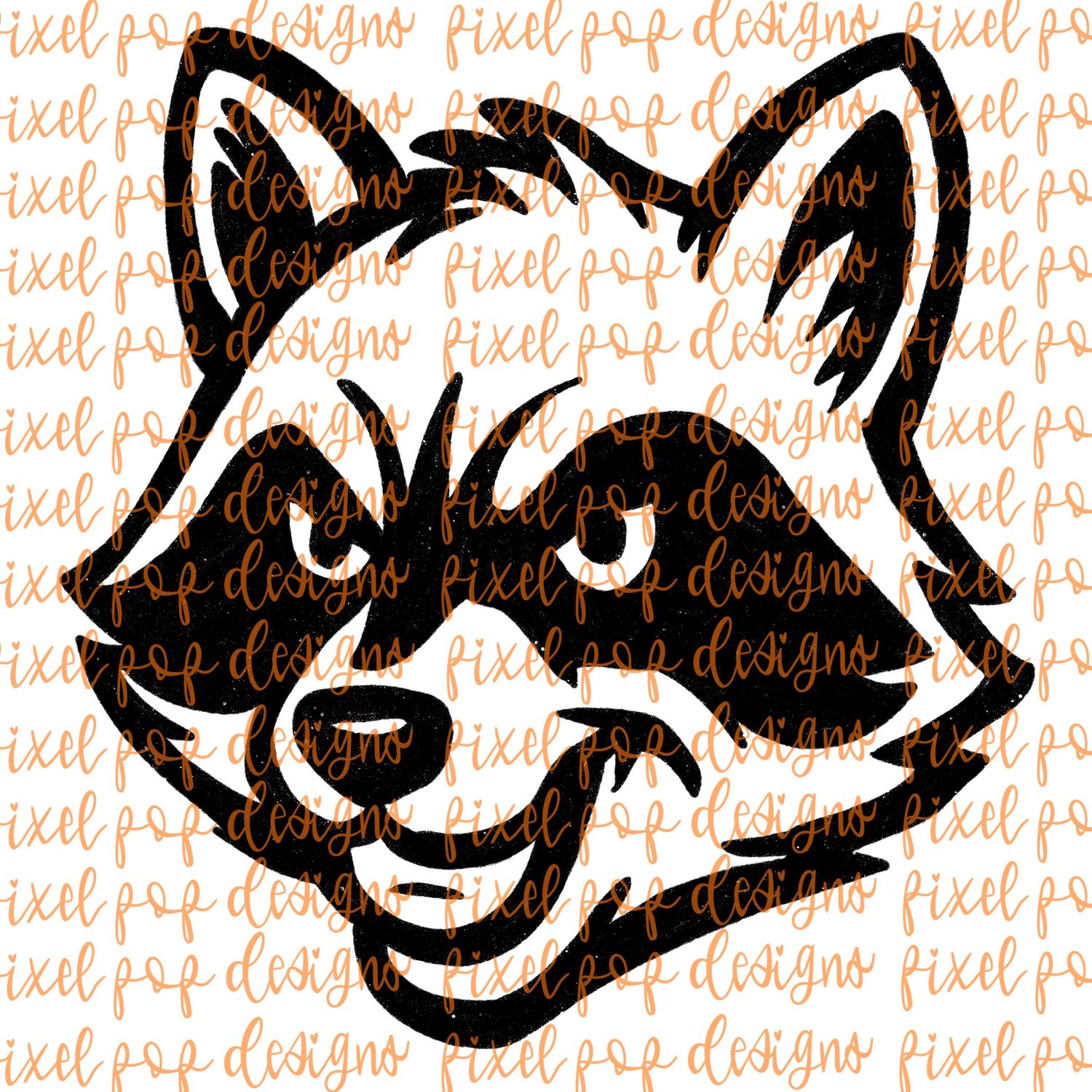 Raccoon Fierce Mascot Hand Drawn Style PNG