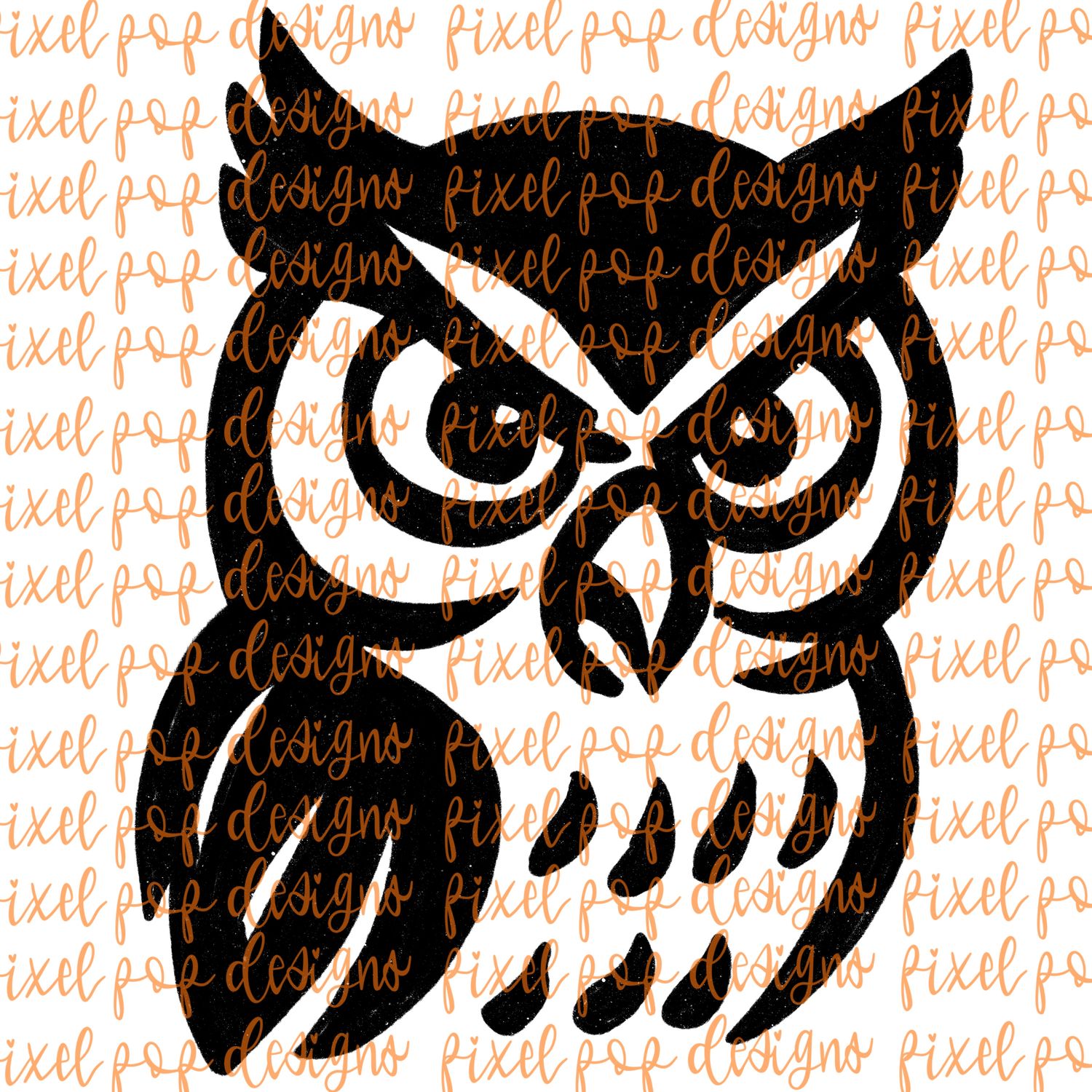 Owl Fierce Mascot Hand Drawn Style PNG