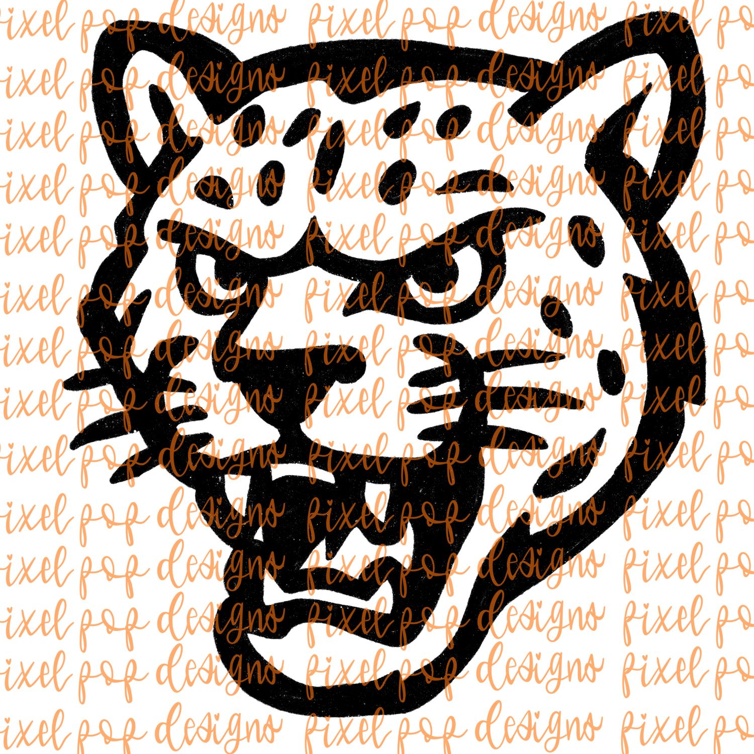 Jaguar Fierce Mascot Hand Drawn Style PNG