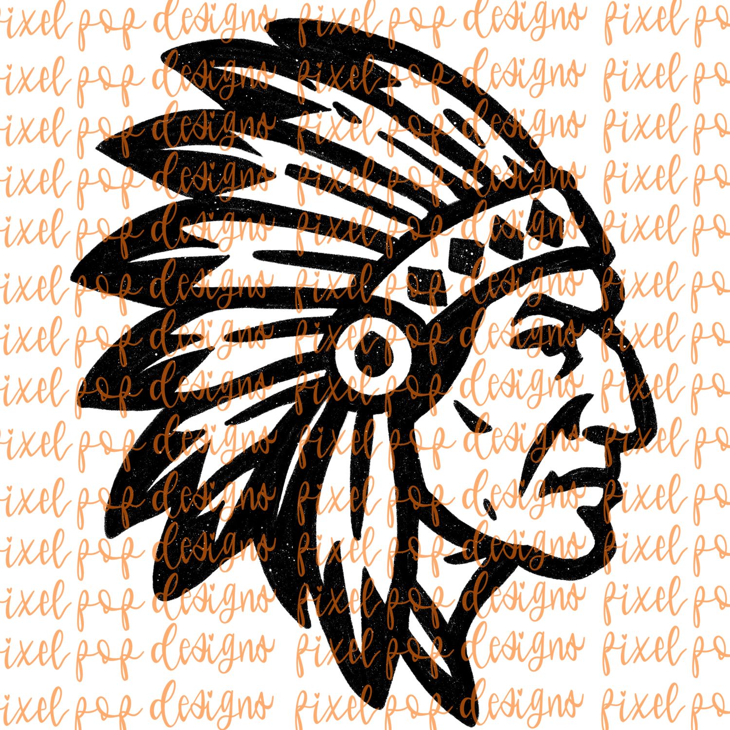 Indian Fierce Mascot Hand Drawn Style PNG