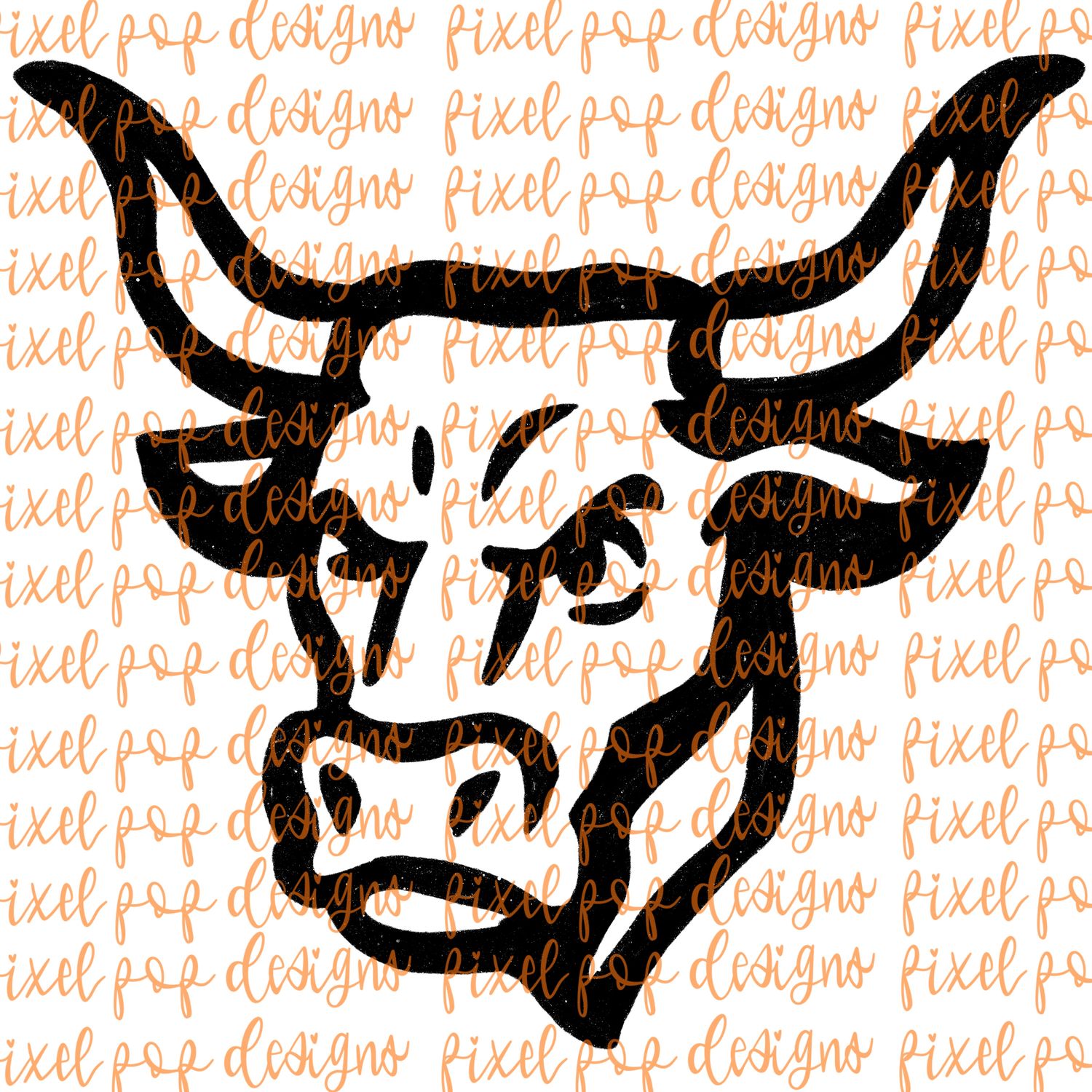 Longhorn Fierce Mascot Hand Drawn Style PNG