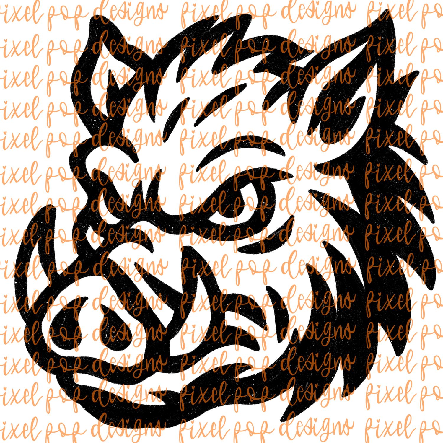 Hog (Razorback) Fierce Mascot Hand Drawn Style PNG