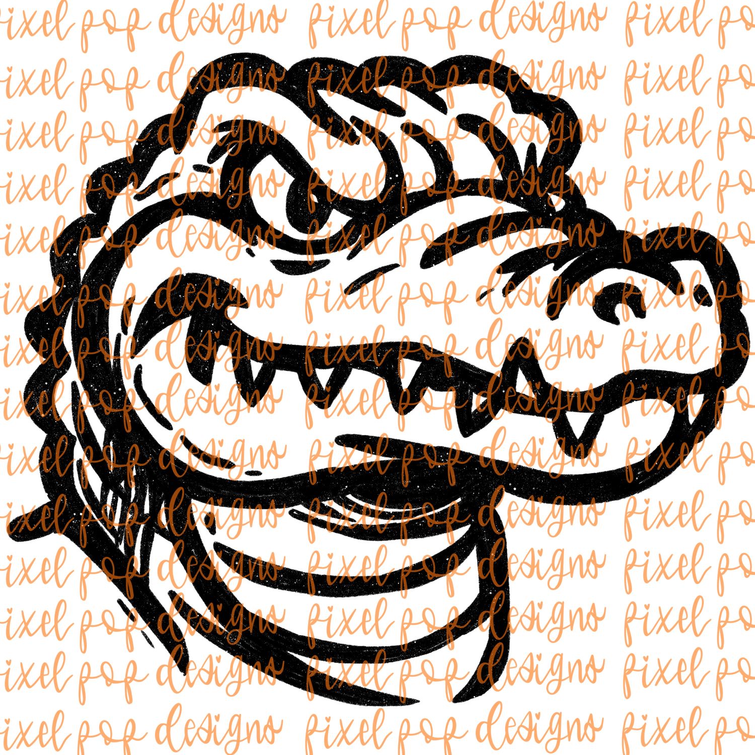Gator Fierce Mascot Hand Drawn Style PNG