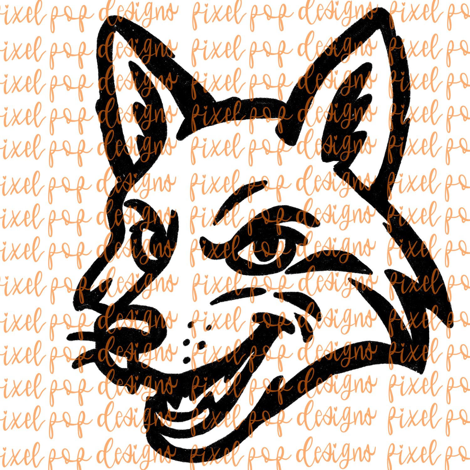 Fox Fierce Mascot Hand Drawn Style PNG