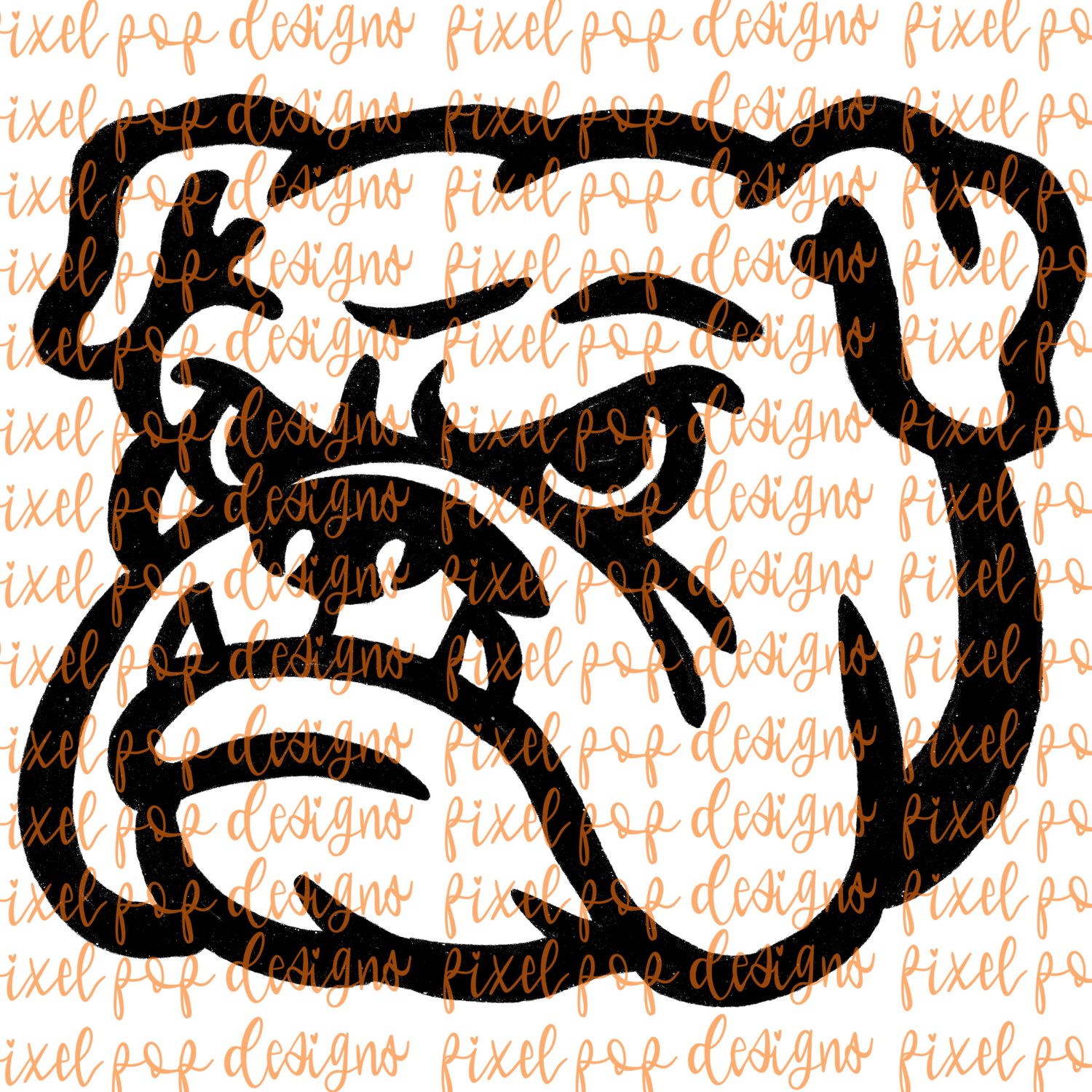 Bulldog Dog Fierce Mascot Hand Drawn Style PNG