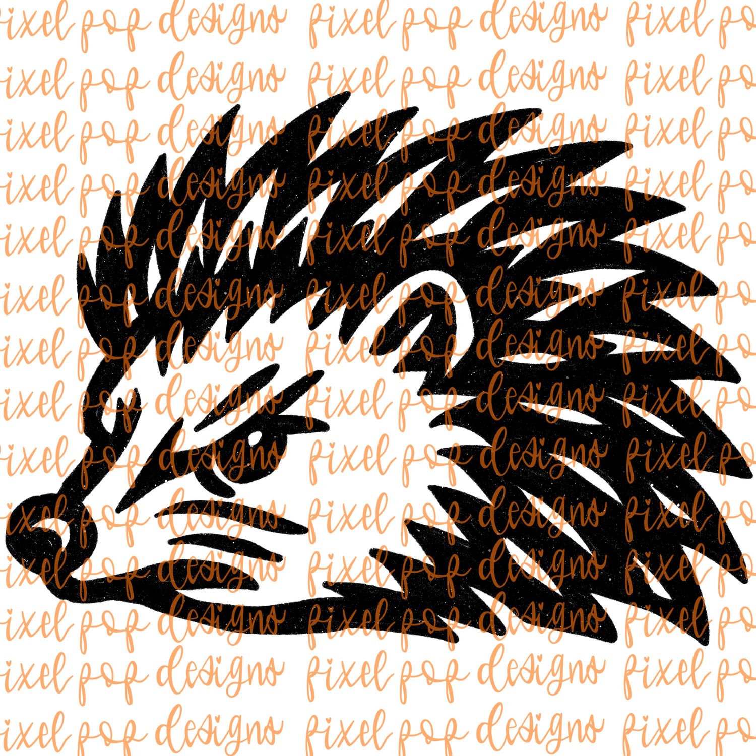 Hedgehog Fierce Mascot Hand Drawn Style PNG