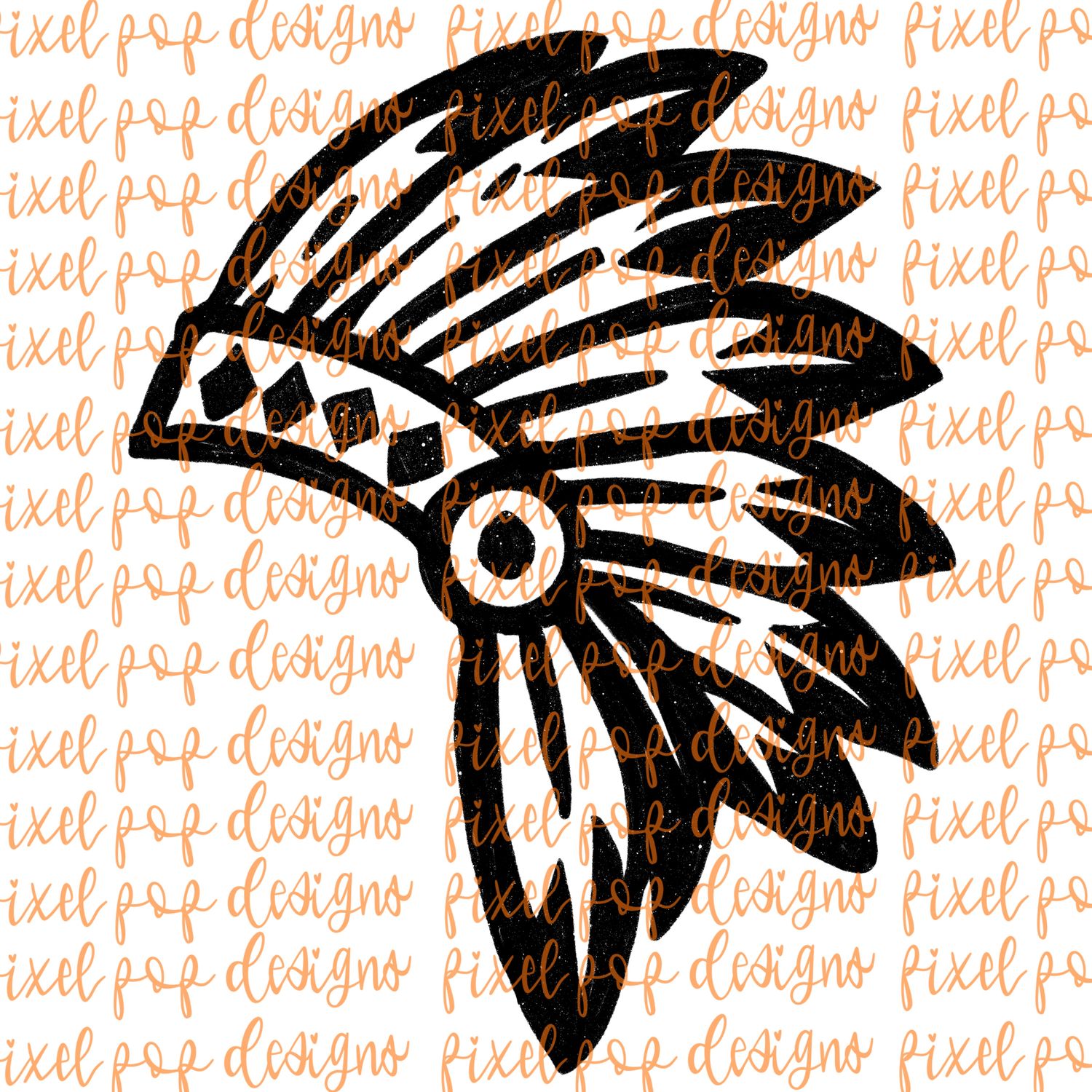 Headdress Fierce Mascot Hand Drawn Style PNG