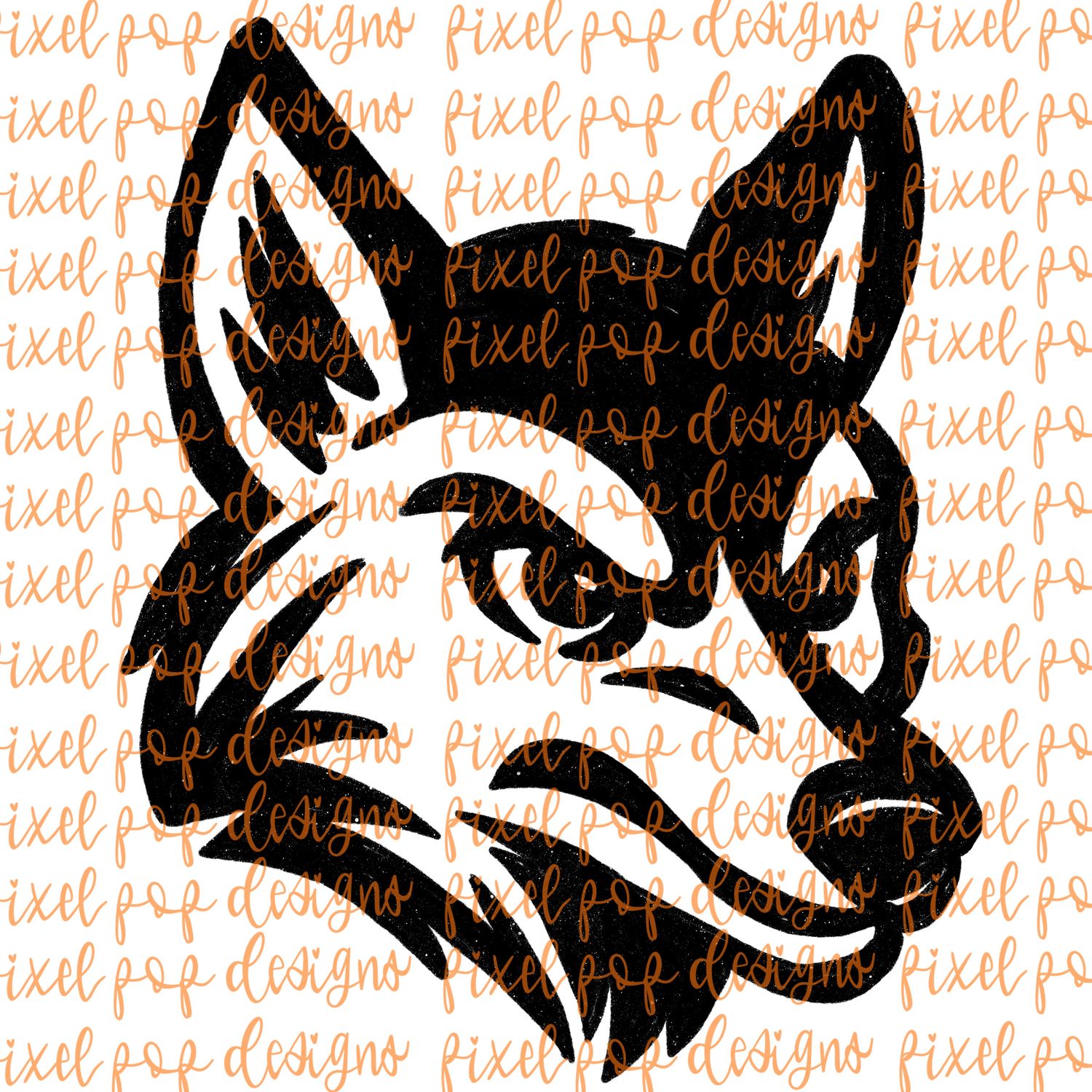 Coyote Fierce Mascot Hand Drawn Style PNG