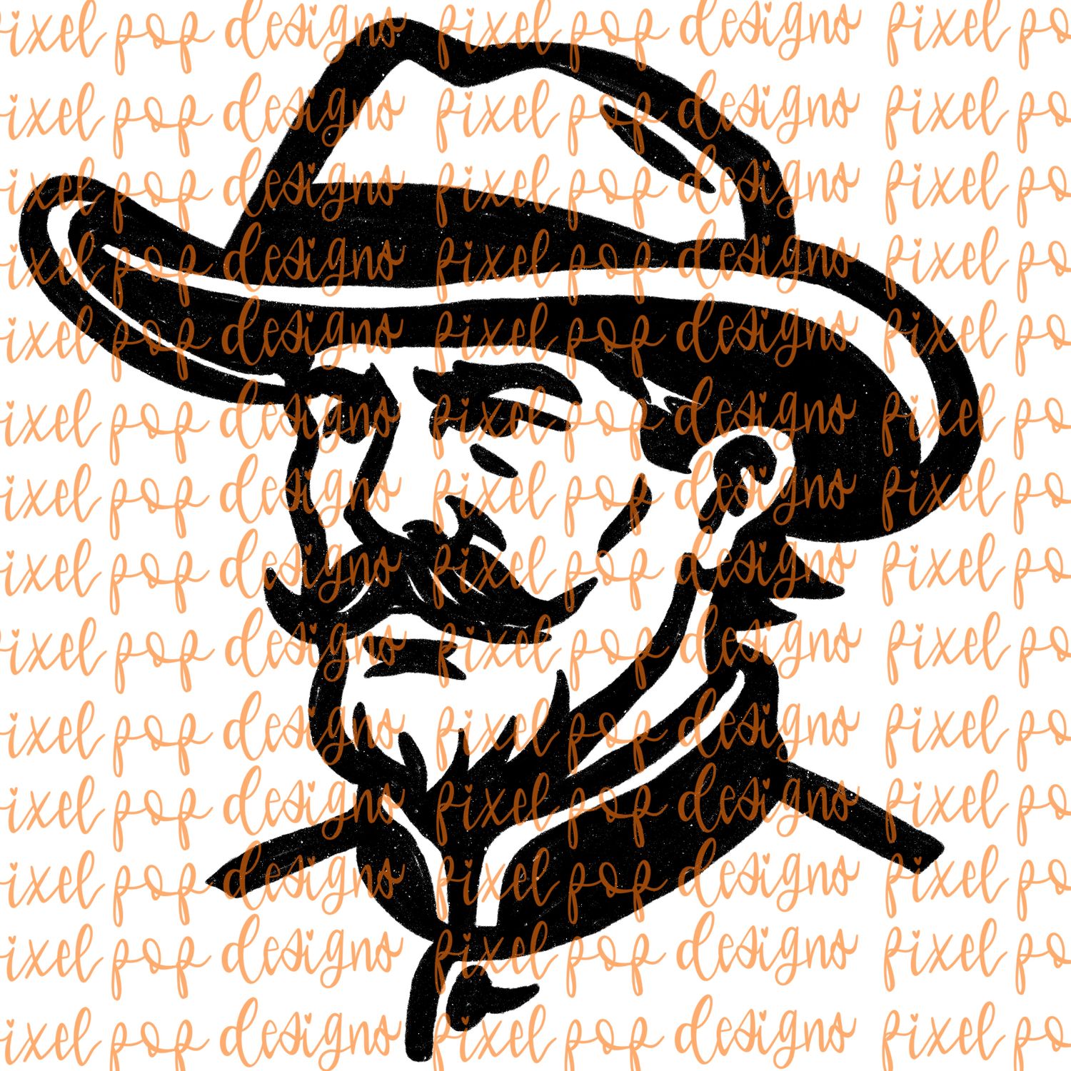 Colonel Fierce Mascot Hand Drawn Style PNG
